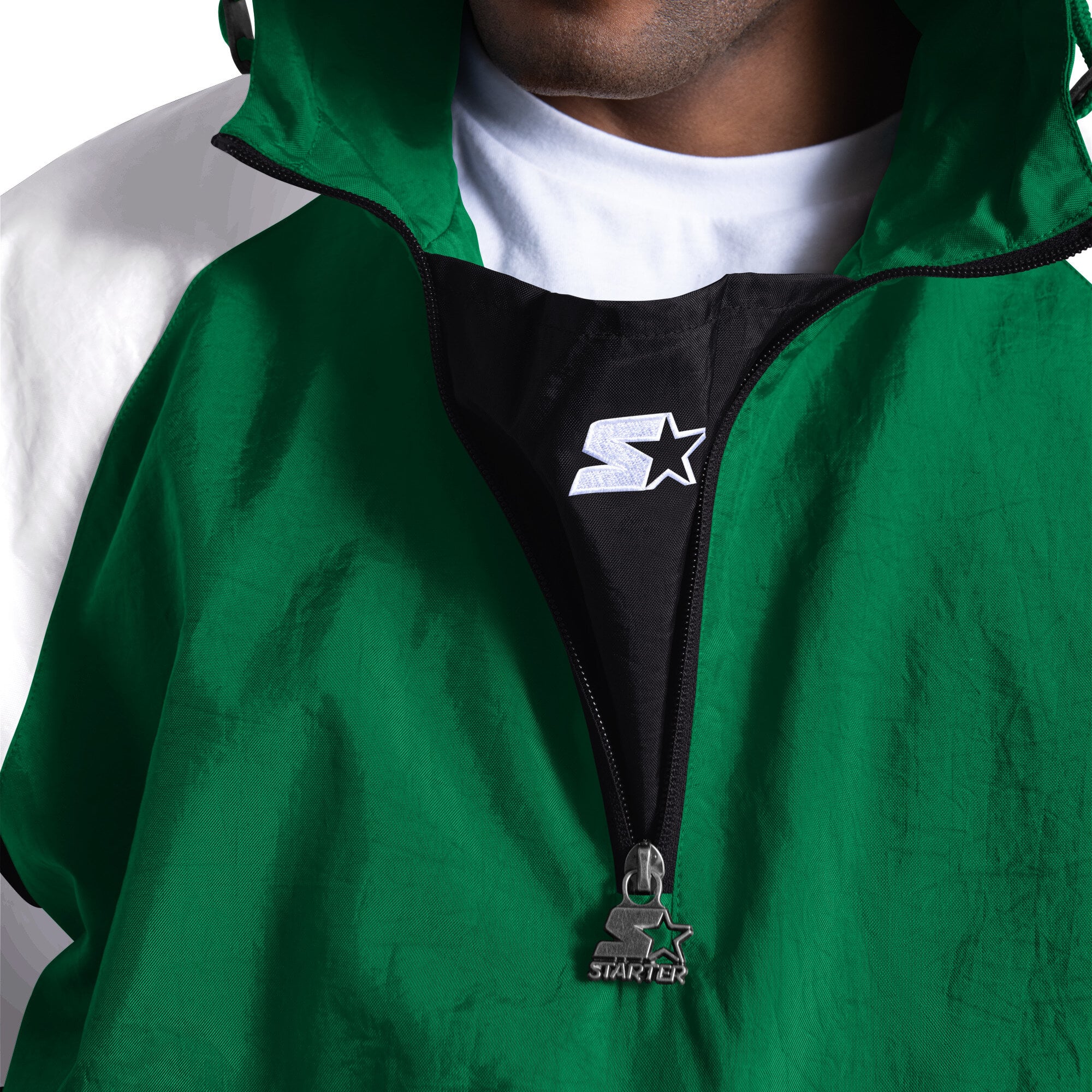 Men's Starter Kelly Green Philadelphia Eagles Street Cut Retro Logo Half-Zip Jacket