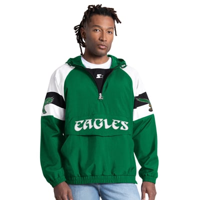 Philadelphia Eagles Starter Street Cut Retro Logo Half-Zip Jacket - Kelly Green