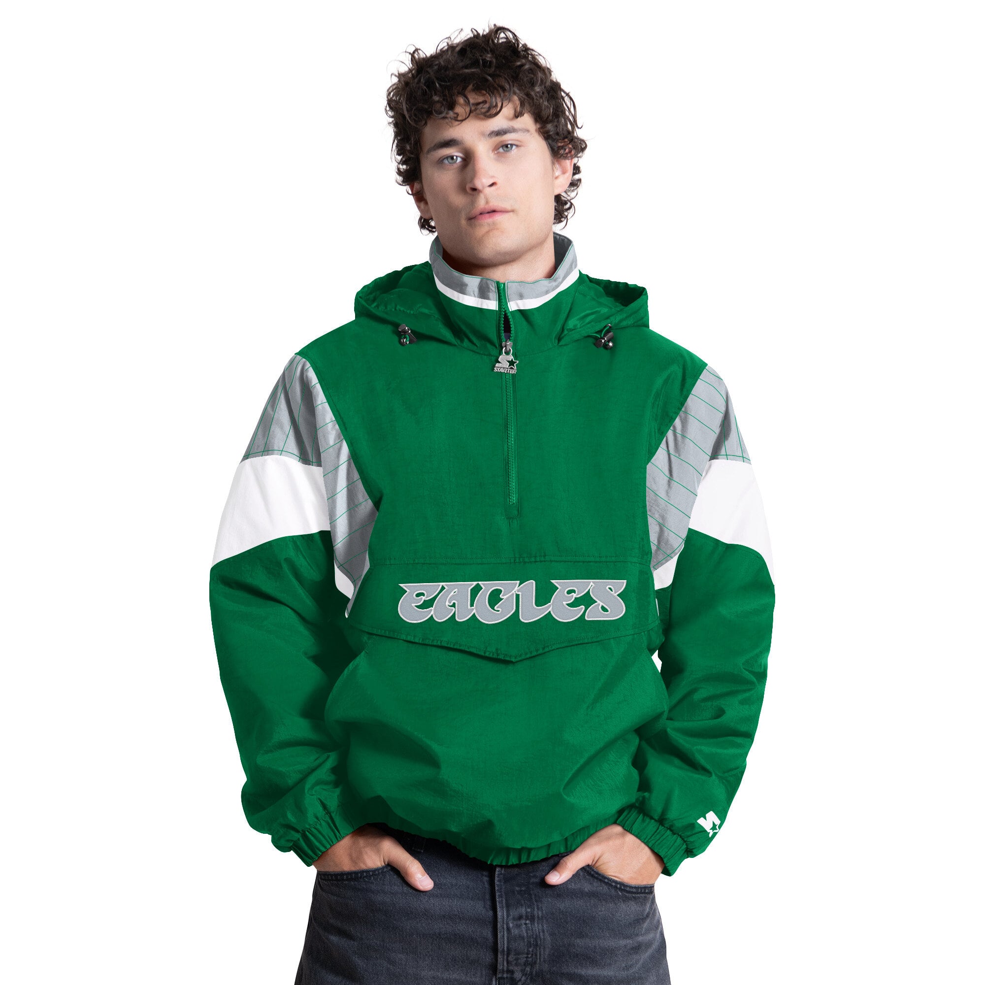 Veste à capuche demi-zip Starter Kelly Green Philadelphia Eagles pour homme