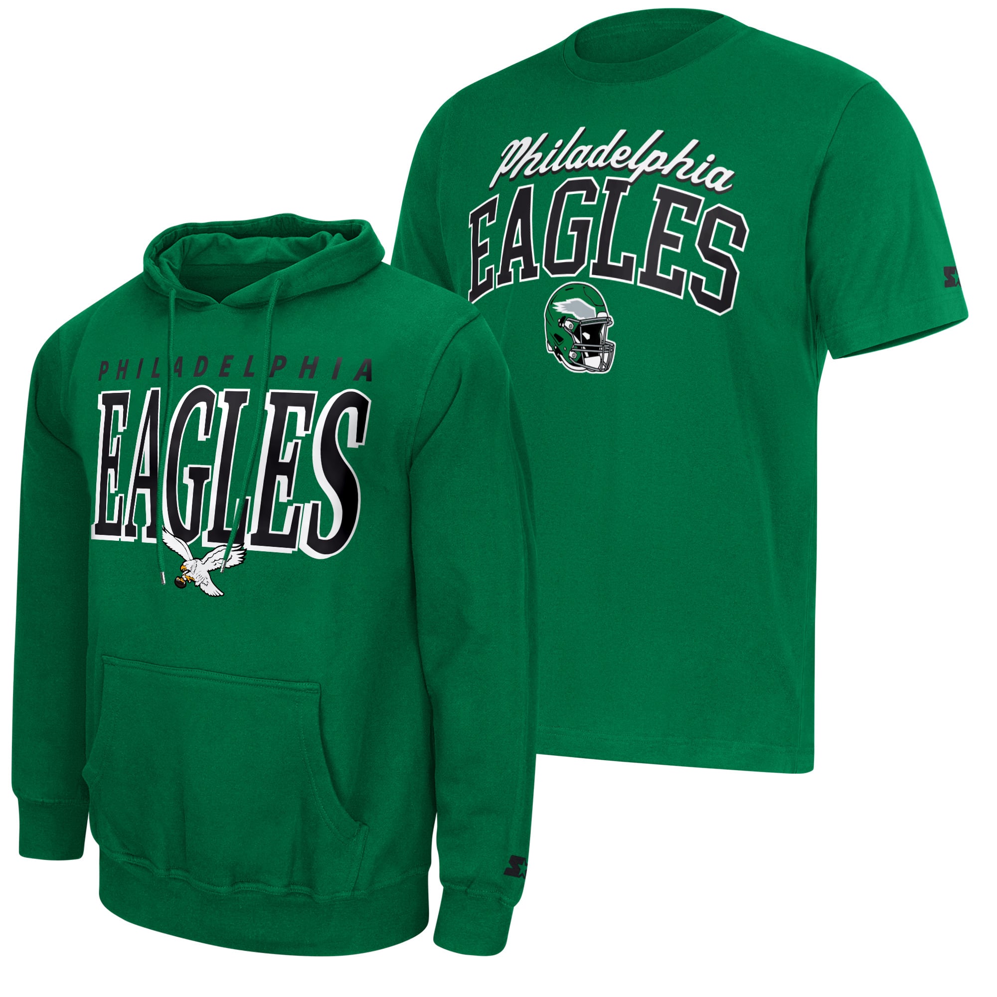 Ensemble sweat à capuche et t-shirt Starter Kelly Green Philadelphia Eagles Vintage Logo pour homme