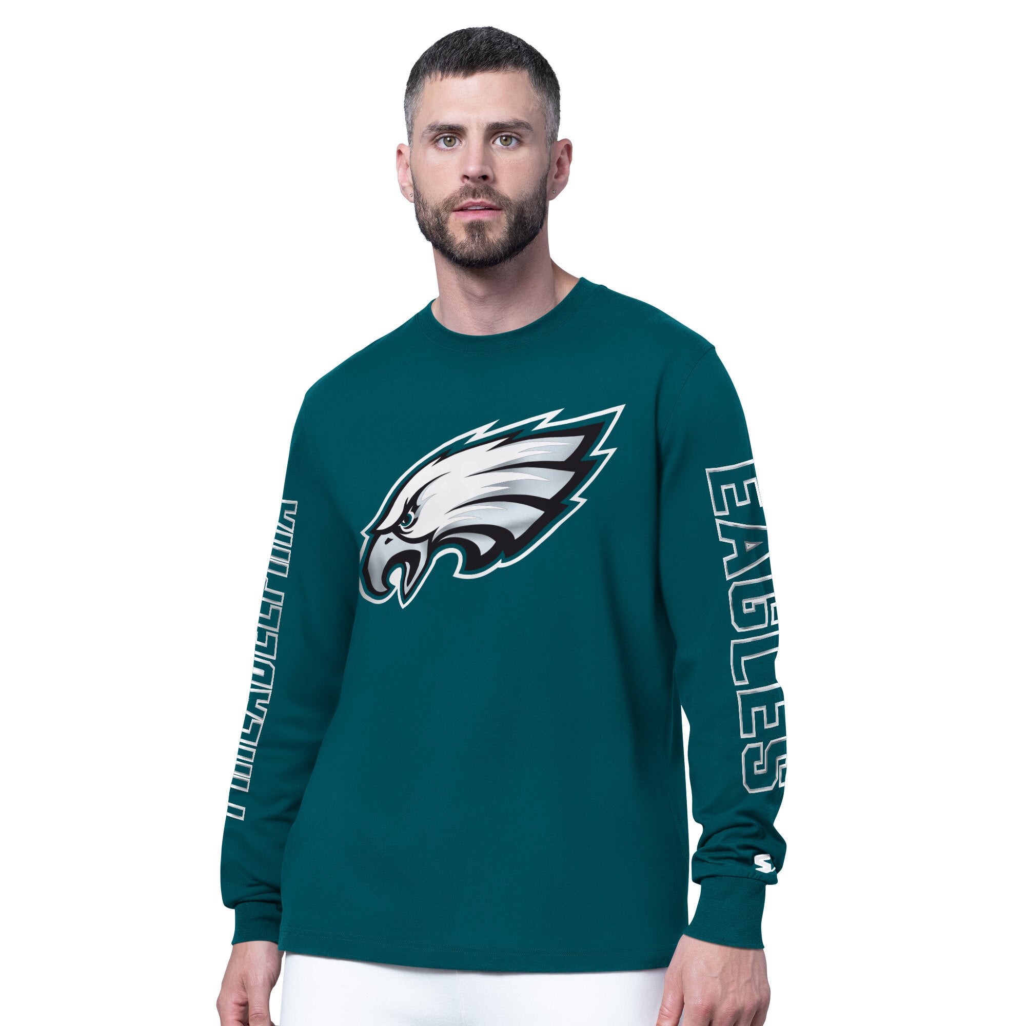 T-shirt à manches longues Starter Midnight Green Philadelphia Eagles Clutch Hit II pour homme