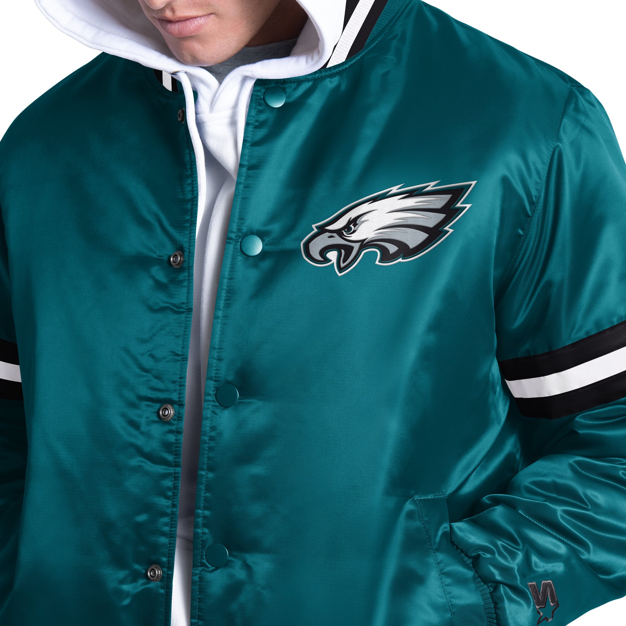 Veste universitaire Starter Midnight Green Philadelphia Eagles Courtside à boutons-pression pour homme