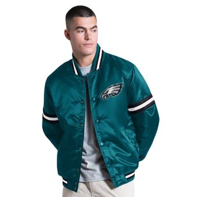Philadelphia Eagles Starter Courtside Varsity Full Snap Jacket - Midnight Green