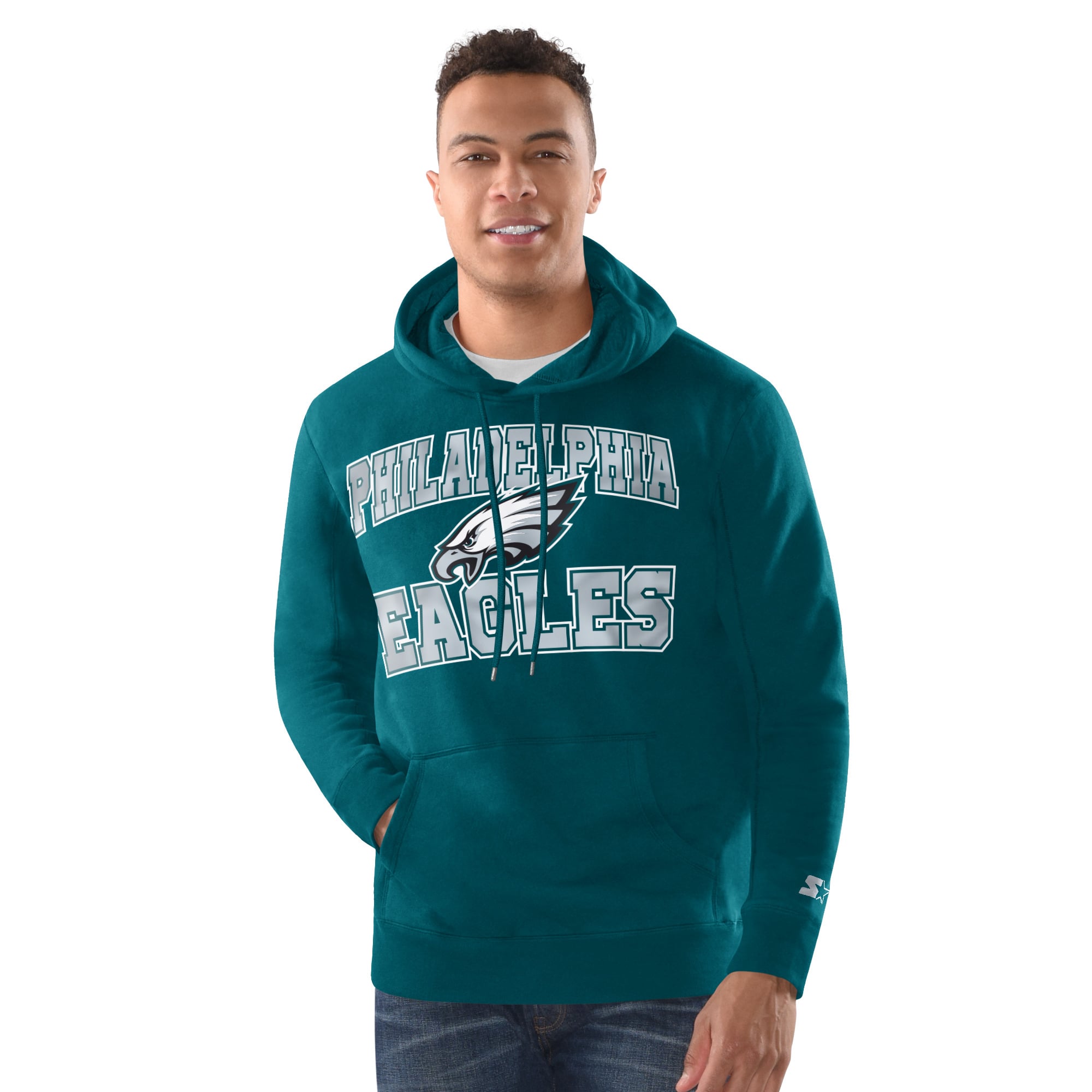 Men's Starter Midnight Green Philadelphia Eagles Hoodie and Cuffed Knit Hat Combo Pack