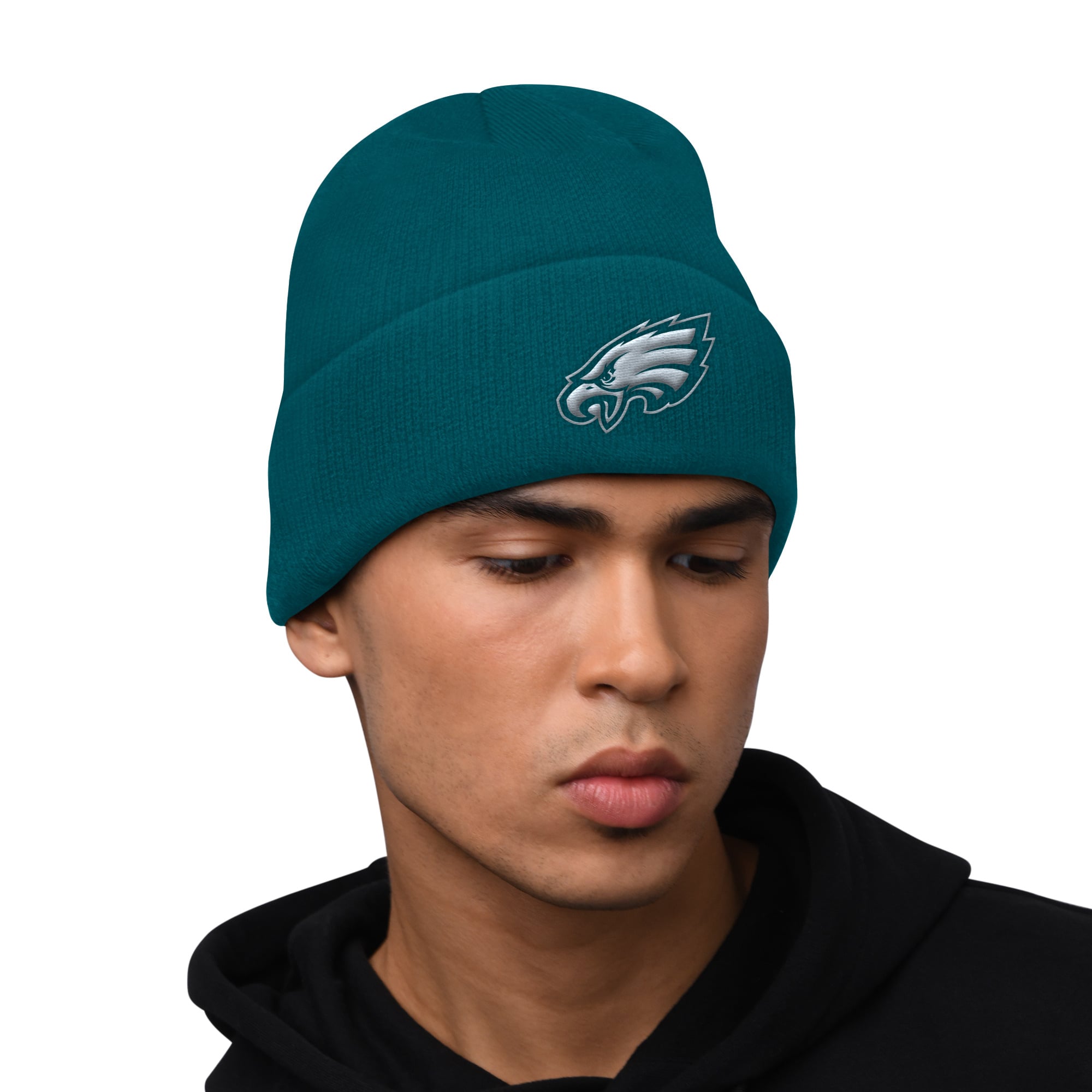 Men's Starter Midnight Green Philadelphia Eagles Hoodie and Cuffed Knit Hat Combo Pack