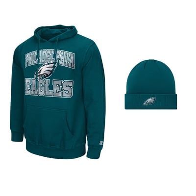  Philadelphia Eagles Starter Hoodie and Cuffed Knit Hat Combo Pack - Midnight Green