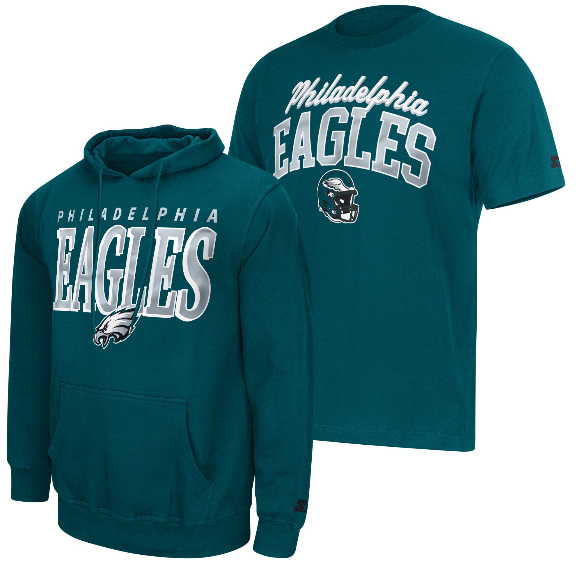 Ensemble t-shirt et sweat à capuche Starter vert nuit avec logo des Eagles de Philadelphie pour homme