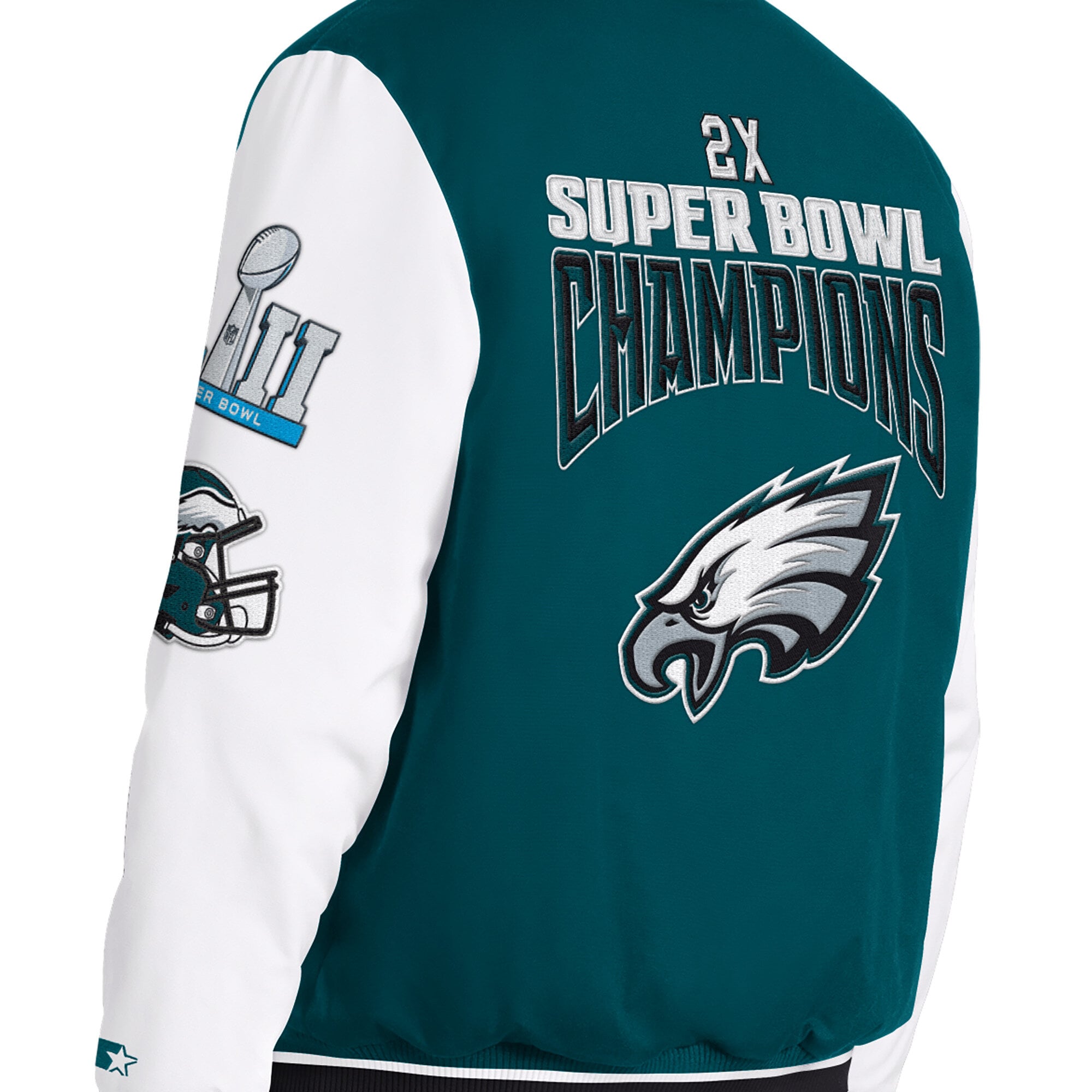 Veste universitaire Starter Midnight Green Philadelphia Eagles Playoffs pour homme, fermeture à boutons-pression.