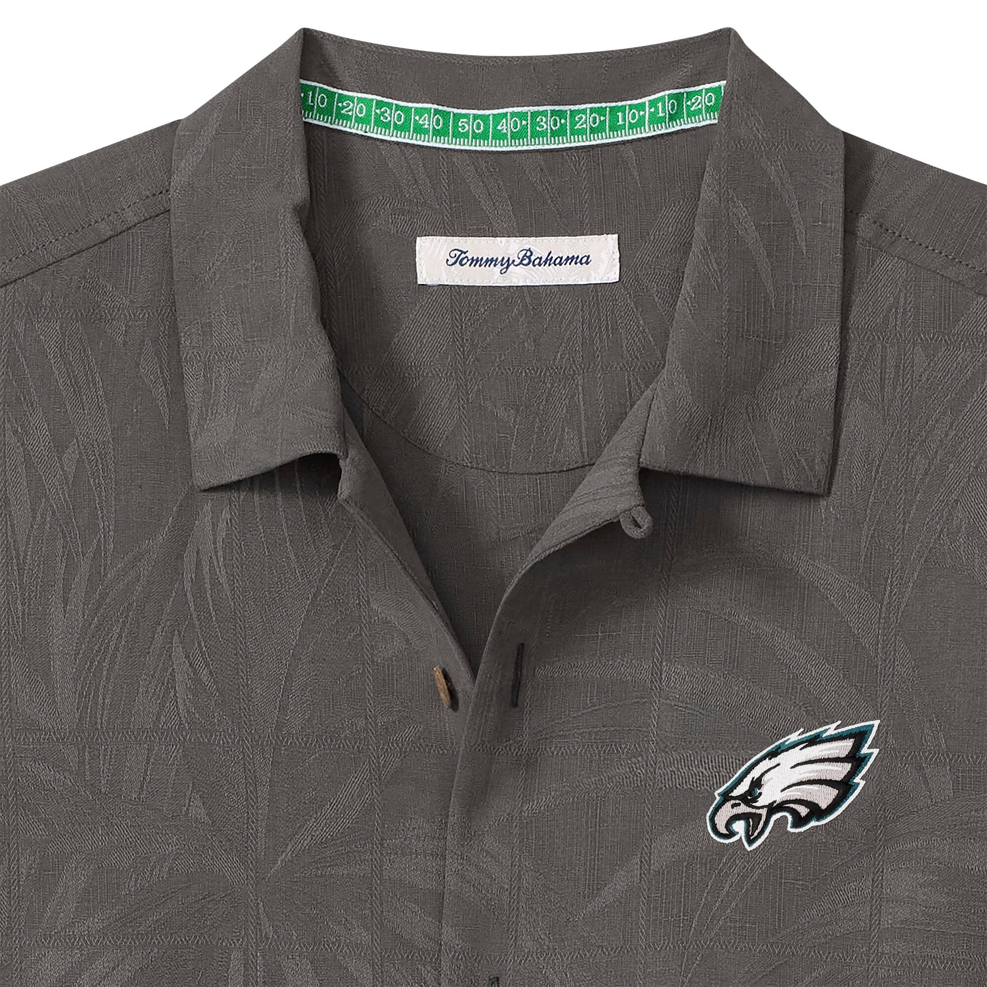 Chemise boutonnée Tommy Bahama grise Philadelphia Eagles Endzone Paradise IslandZone pour homme