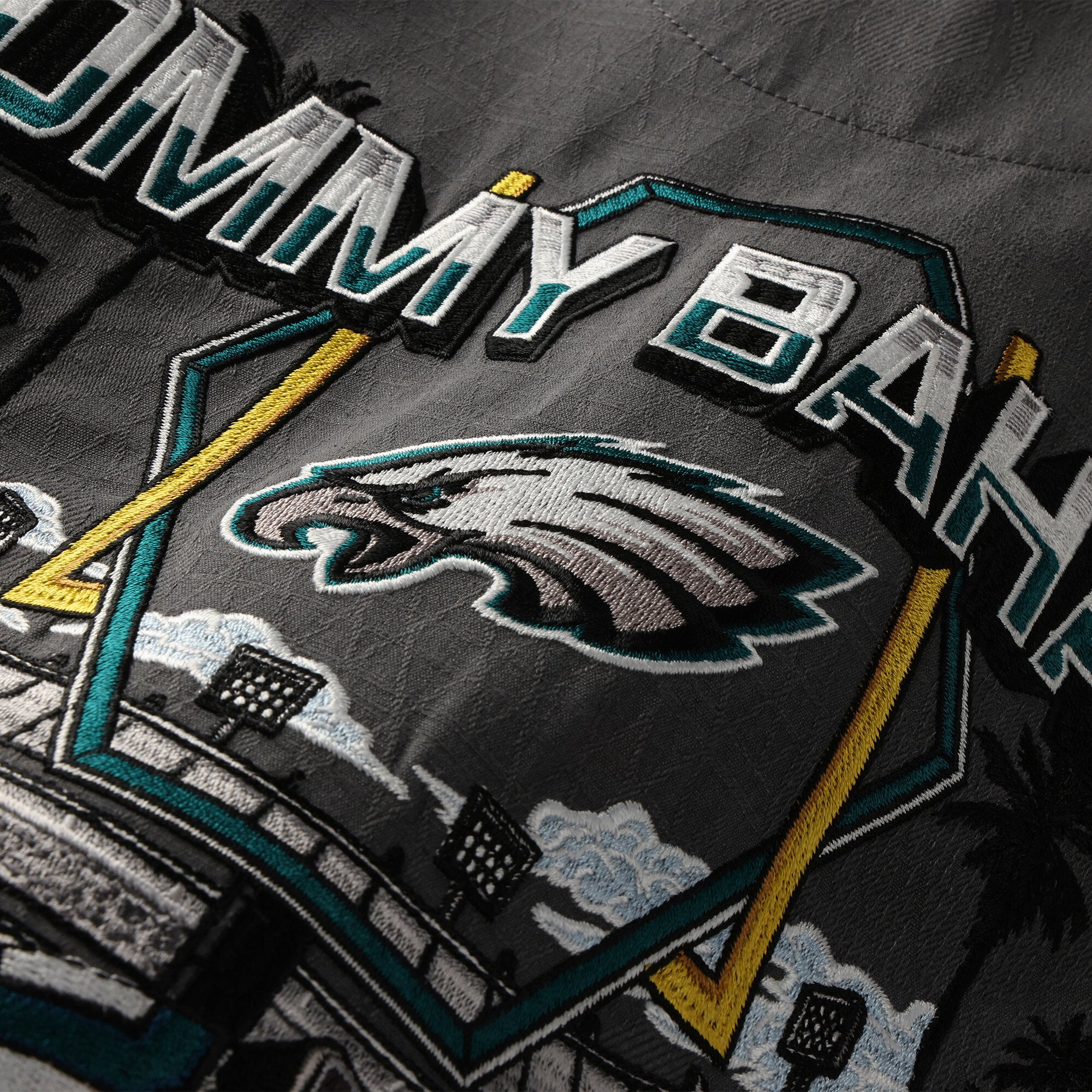 Chemise boutonnée Tommy Bahama grise Philadelphia Eagles Endzone Paradise IslandZone pour homme