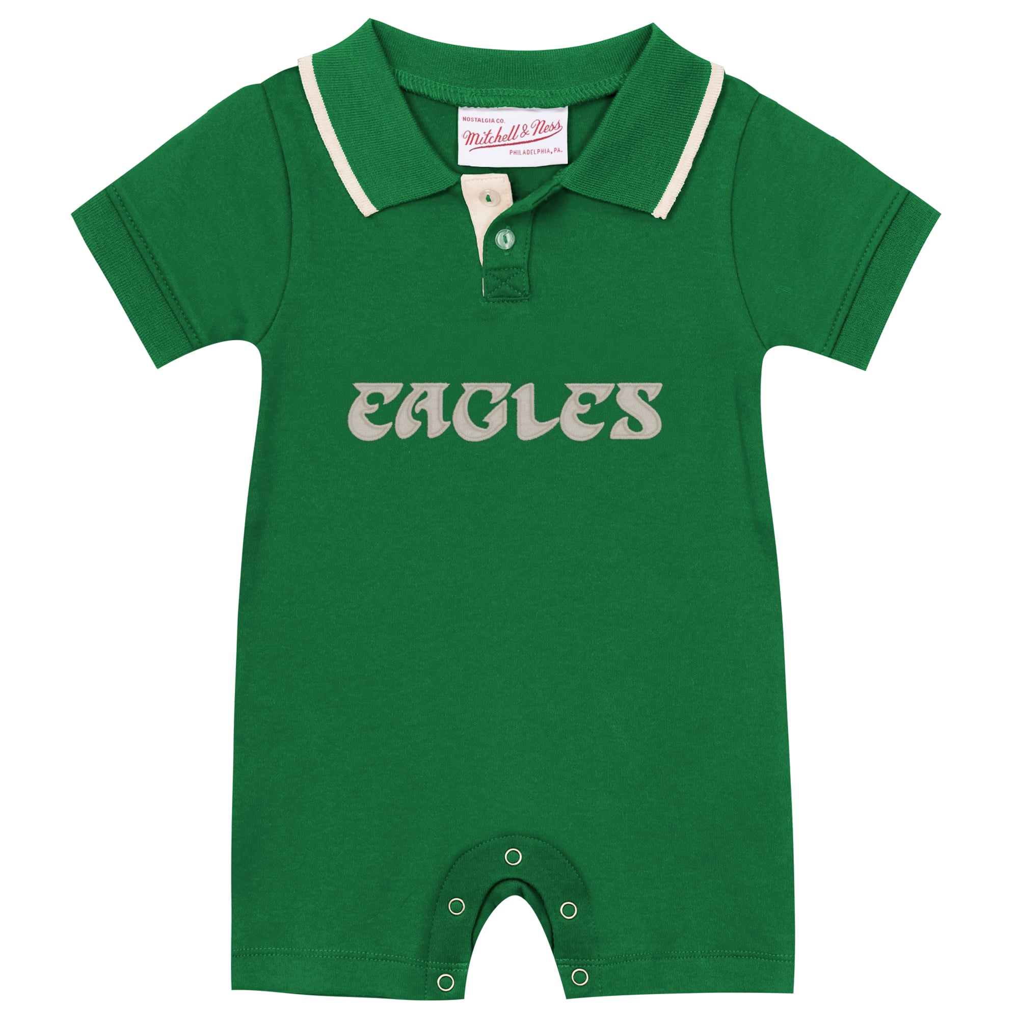 Newborn & Infant Mitchell Ness Kelly Green Philadelphia Eagles Retro Roots Rugby Romper