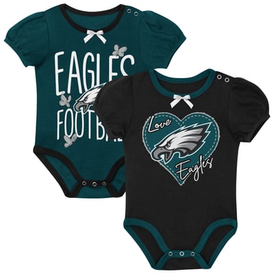Philadelphia Eagles Outerstuff Newborn & Infant Star Power Two-Piece Bodysuit Set - Midnight Green/Black