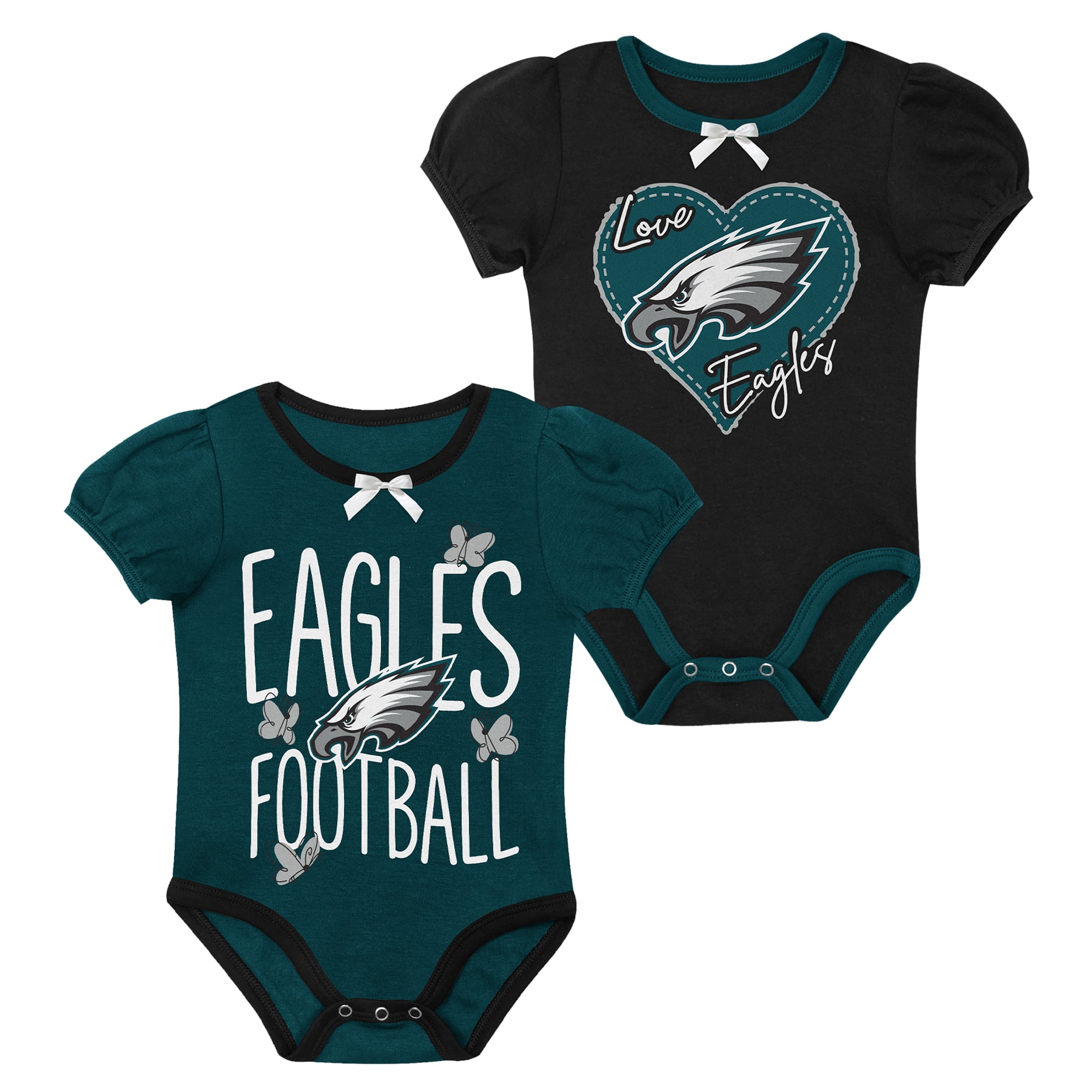 Ensemble body deux pièces Outerstuff vert nuit/noir Philadelphia Eagles Star Power pour nouveau-né et nourrisson