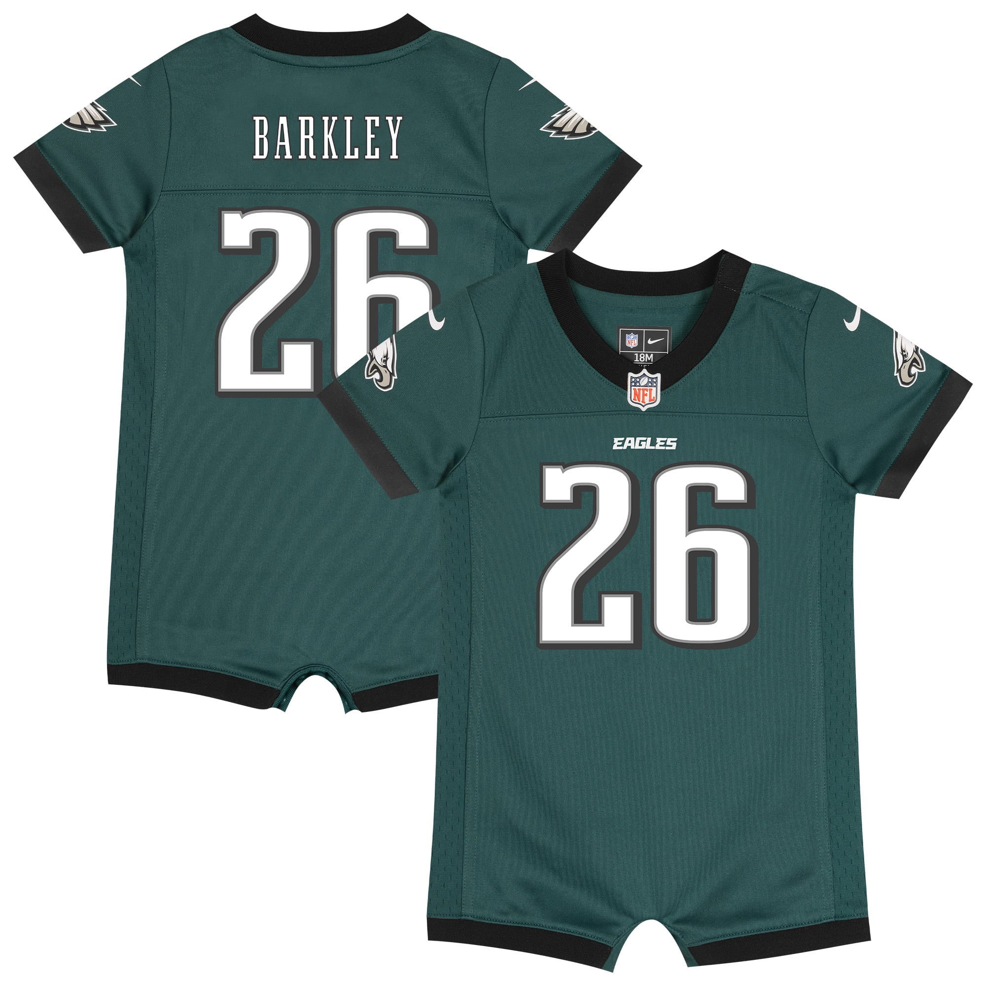 Combinaison Nike Saquon Barkley vert nuit pour nouveau-né, maillot de match des Eagles Philadelphie