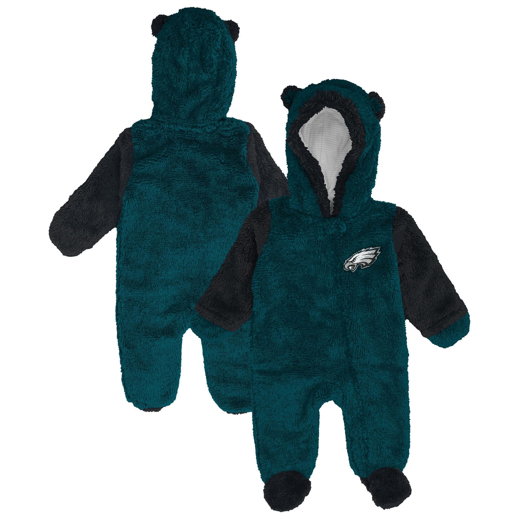 Combinaison pyjama en polaire Outerstuff vert nuit Philadelphia Eagles pour nouveau-né, fermeture éclair intégrale