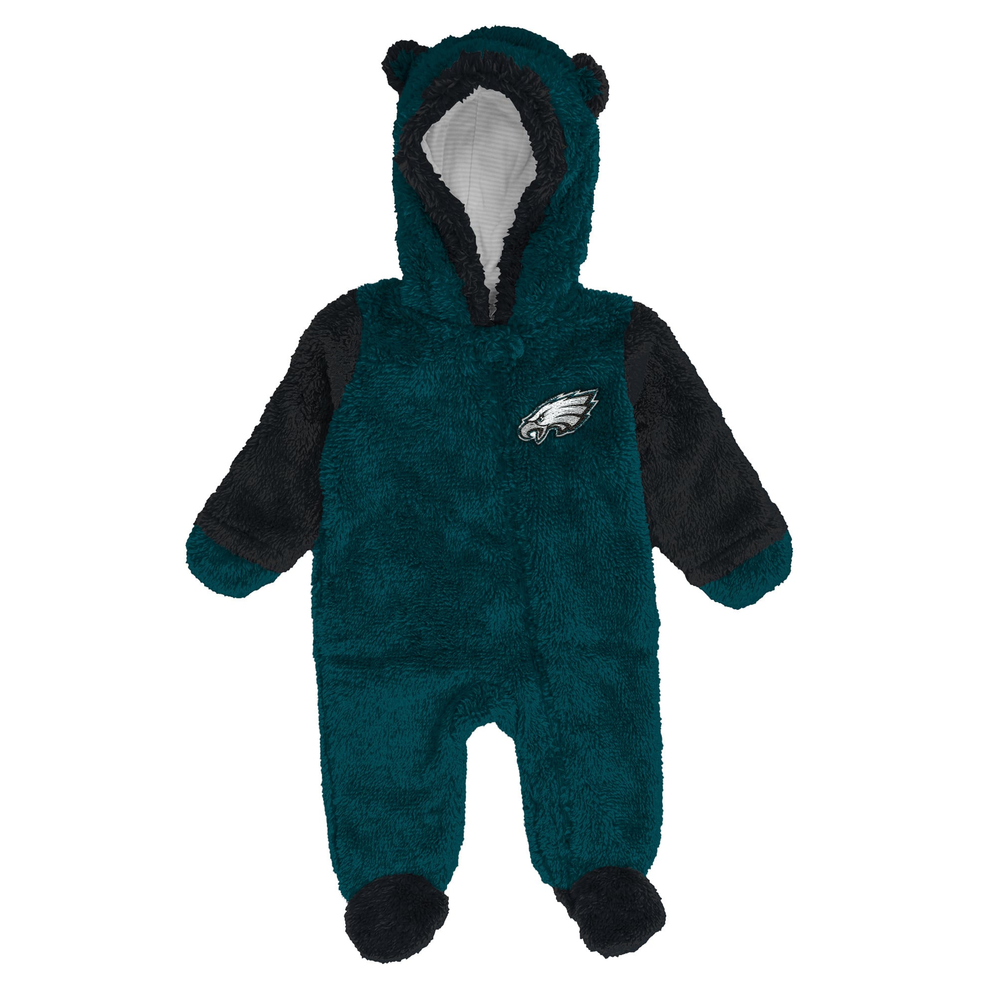 Combinaison pyjama en polaire Outerstuff vert nuit Philadelphia Eagles pour nouveau-né, fermeture éclair intégrale