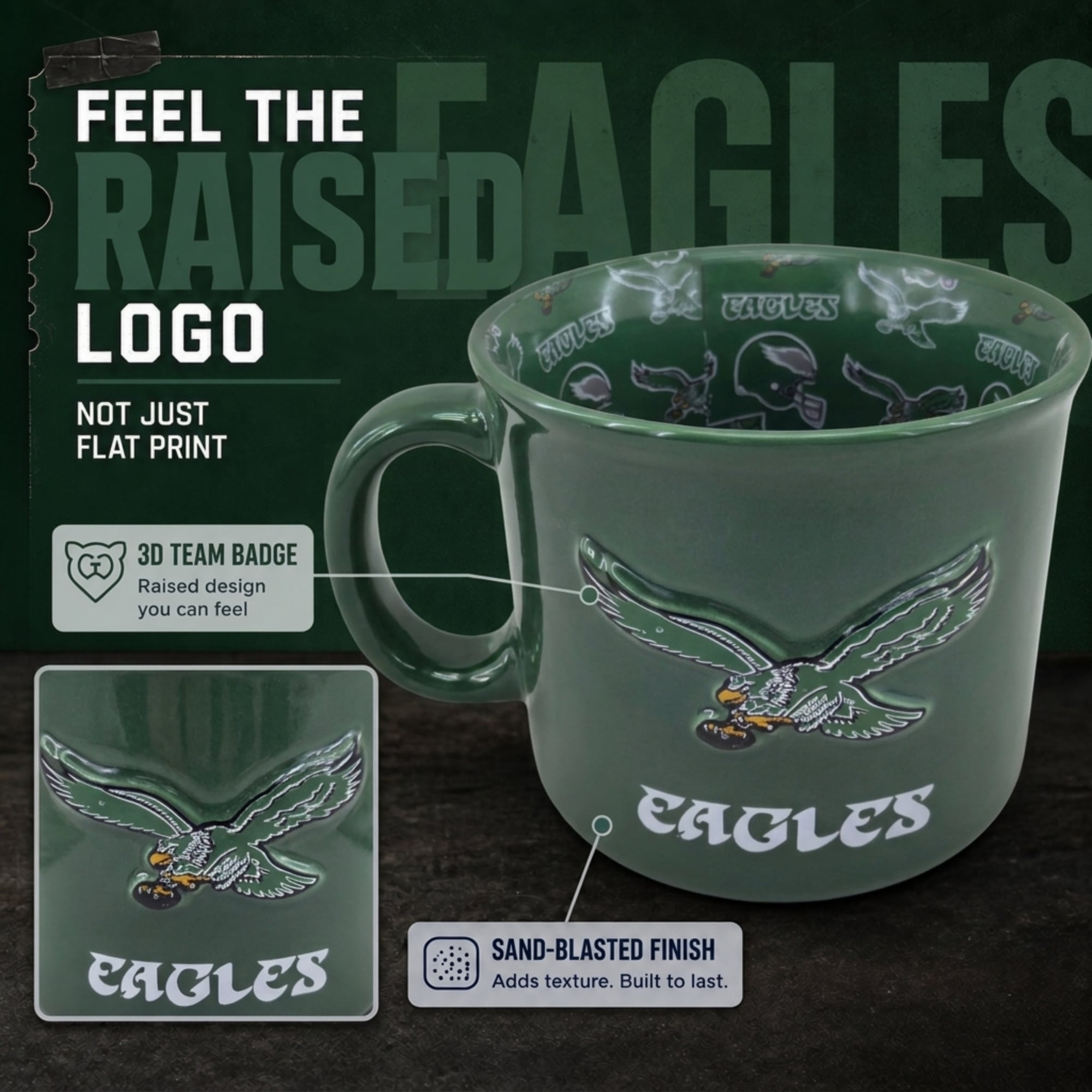 Mug Pegasus Philadelphia Eagles 17 oz. à l'envers