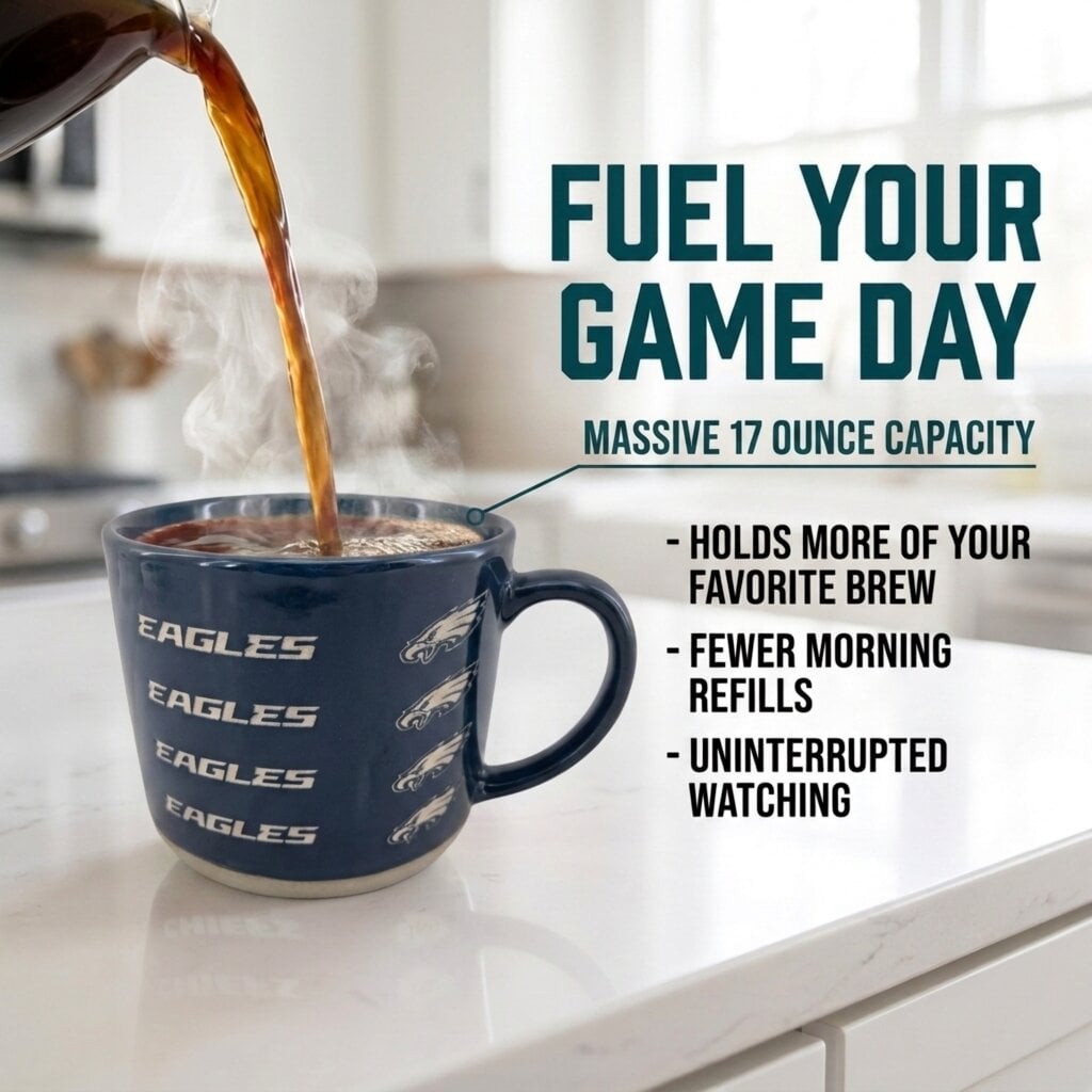 Mug Pegasus Philadelphia Eagles 17 oz, logo ton sur ton, finition sablée