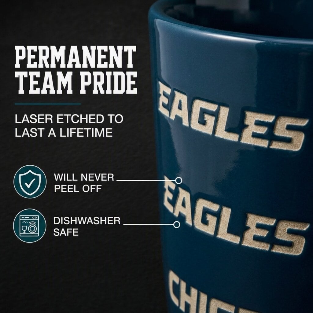 Mug Pegasus Philadelphia Eagles 17 oz, logo ton sur ton, finition sablée