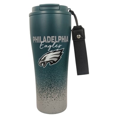 Philadelphia Eagles Pegasus 20oz Splatter Script Stainless Steel ProSip Coffee Cup with Strap
