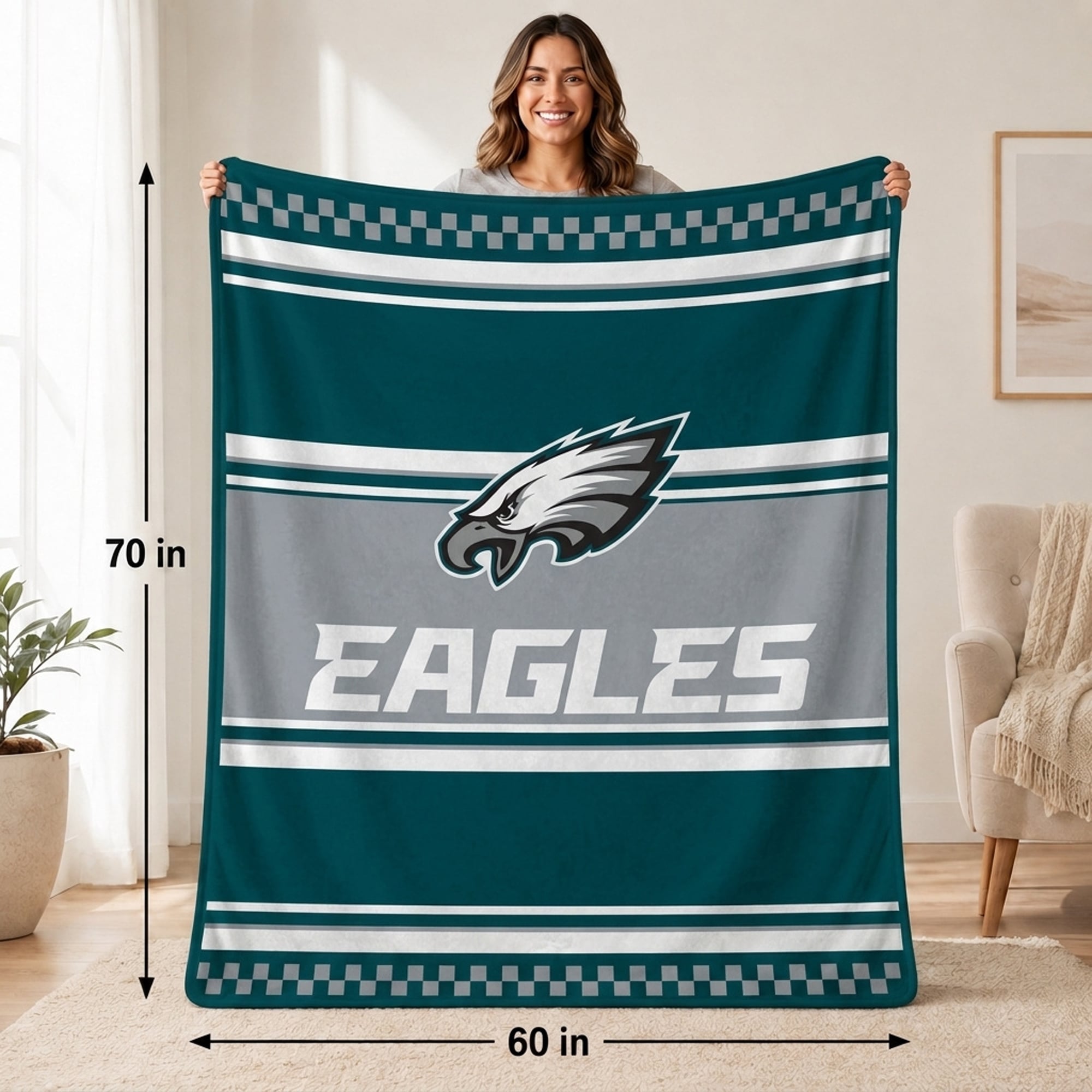 Pegasus Philadelphia Eagles 60" x 70" Checkered Dash Faux Fur Blanket