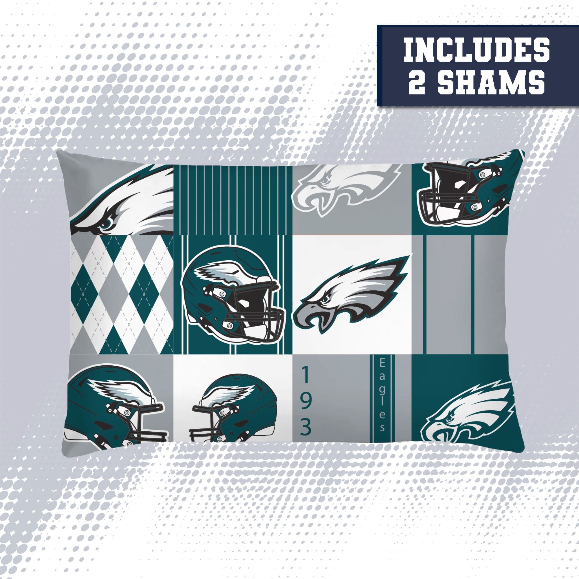 Ensemble de literie trois pièces à carreaux patchwork Pegasus Philadelphia Eagles (grand lit/queen)