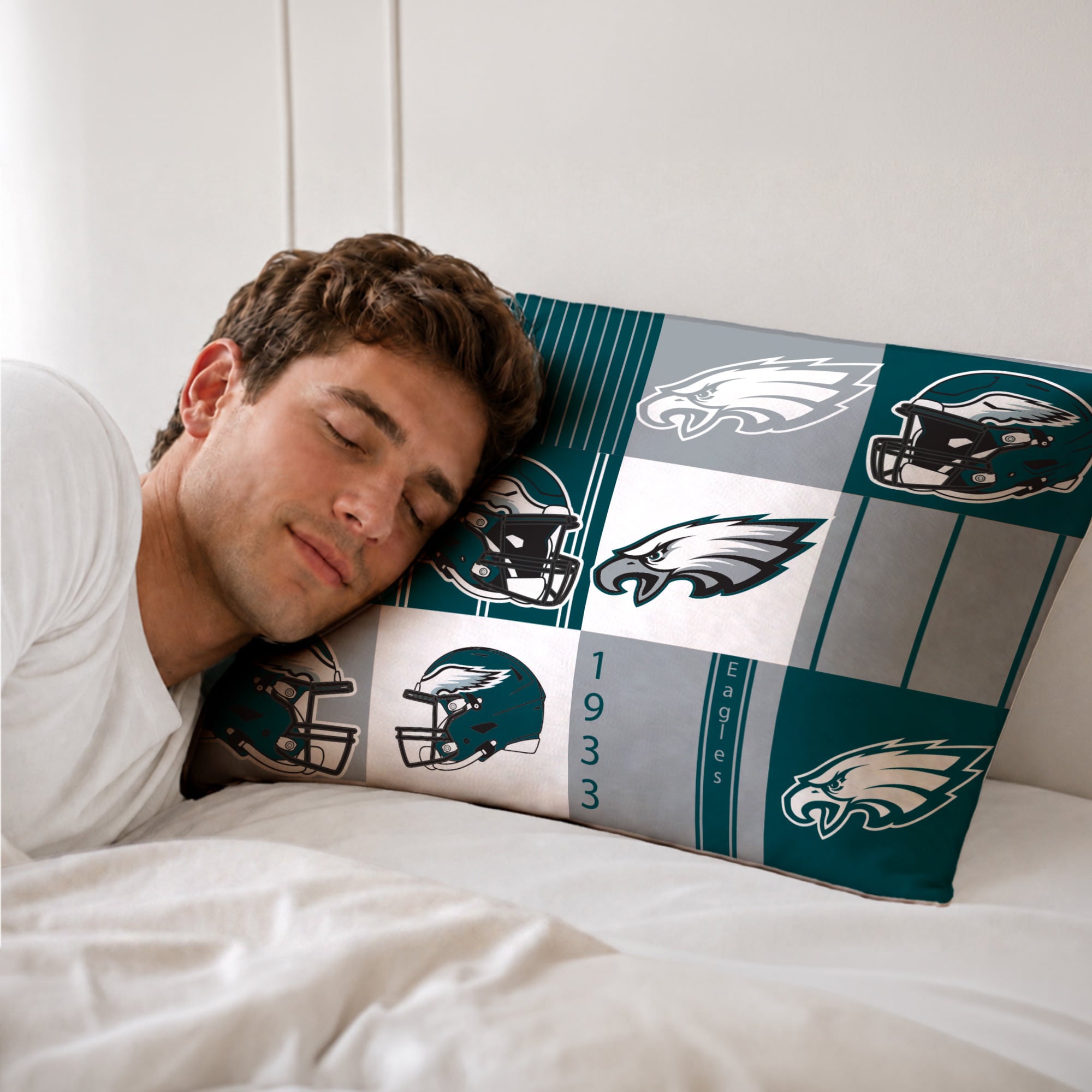 Ensemble de literie trois pièces à carreaux patchwork Pegasus Philadelphia Eagles (grand lit/queen)
