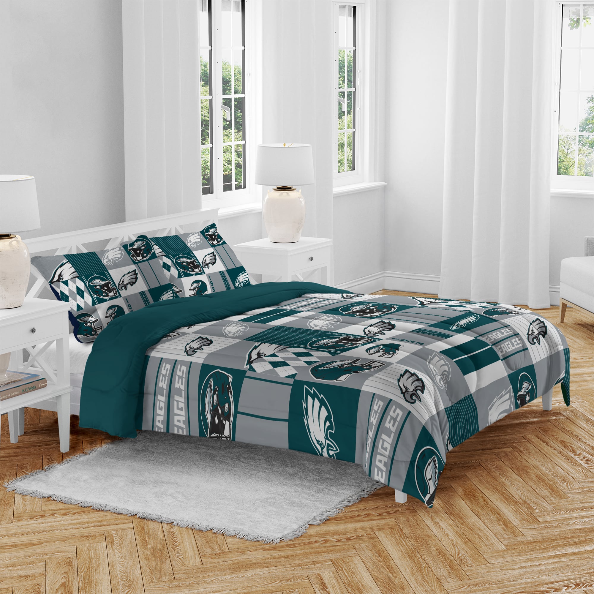 Ensemble de literie trois pièces à carreaux patchwork Pegasus Philadelphia Eagles (grand lit/queen)