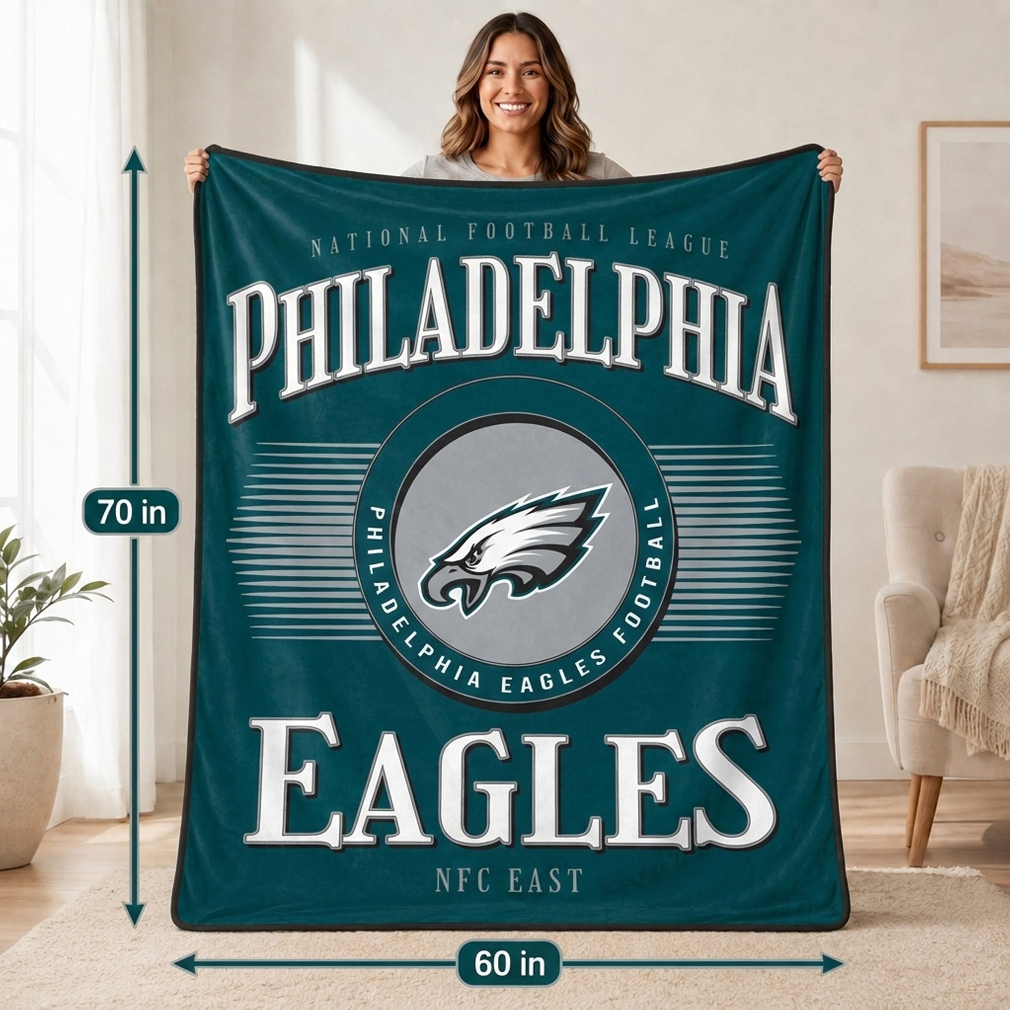 Couverture ultra douce Pegasus Philadelphia Eagles Spotlight Arch 60" x 70"