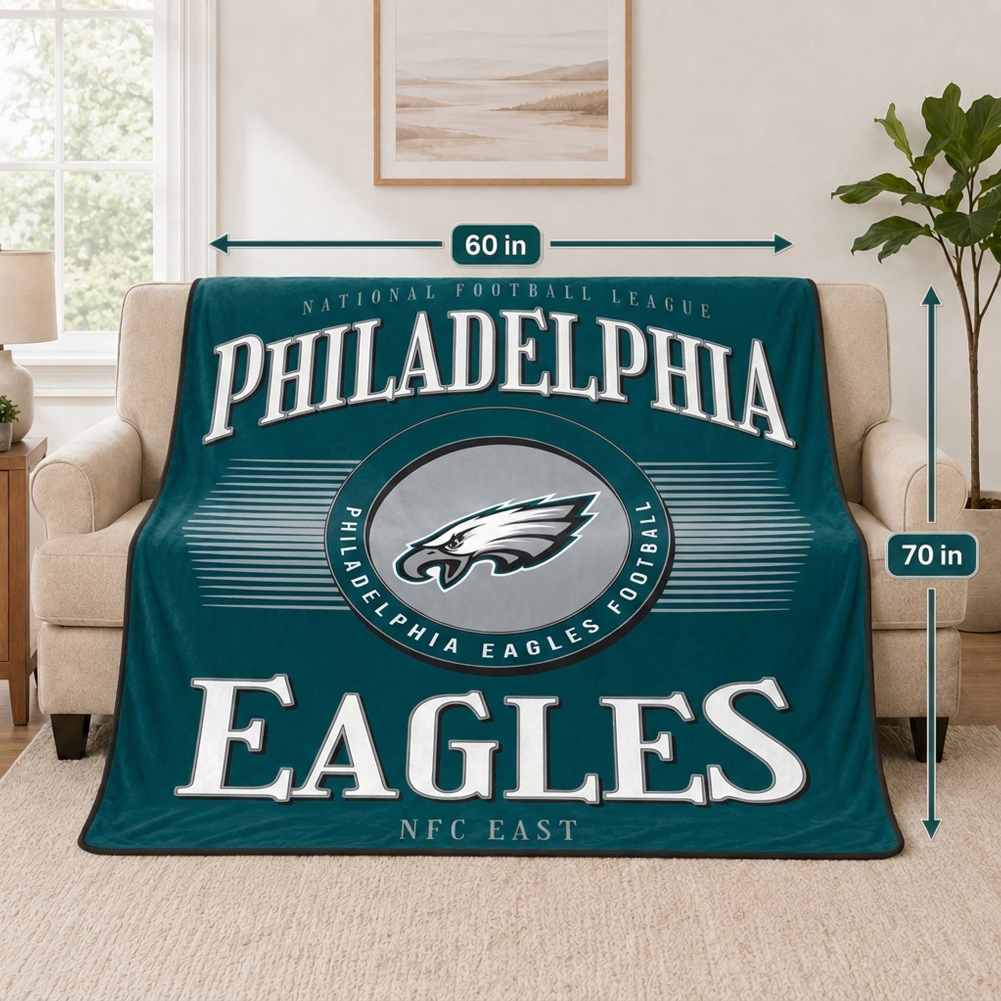 Couverture ultra douce Pegasus Philadelphia Eagles Spotlight Arch 60" x 70"