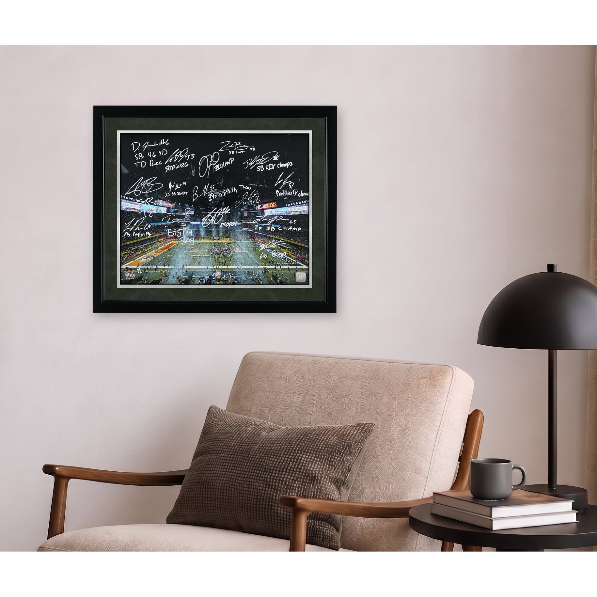 Philadelphia Eagles Autographed 16" x 20" Super Bowl LIX Photograph with 15 Signatures & Multiple Inscriptions - Signed in White Ink - Limited Edition #1/1