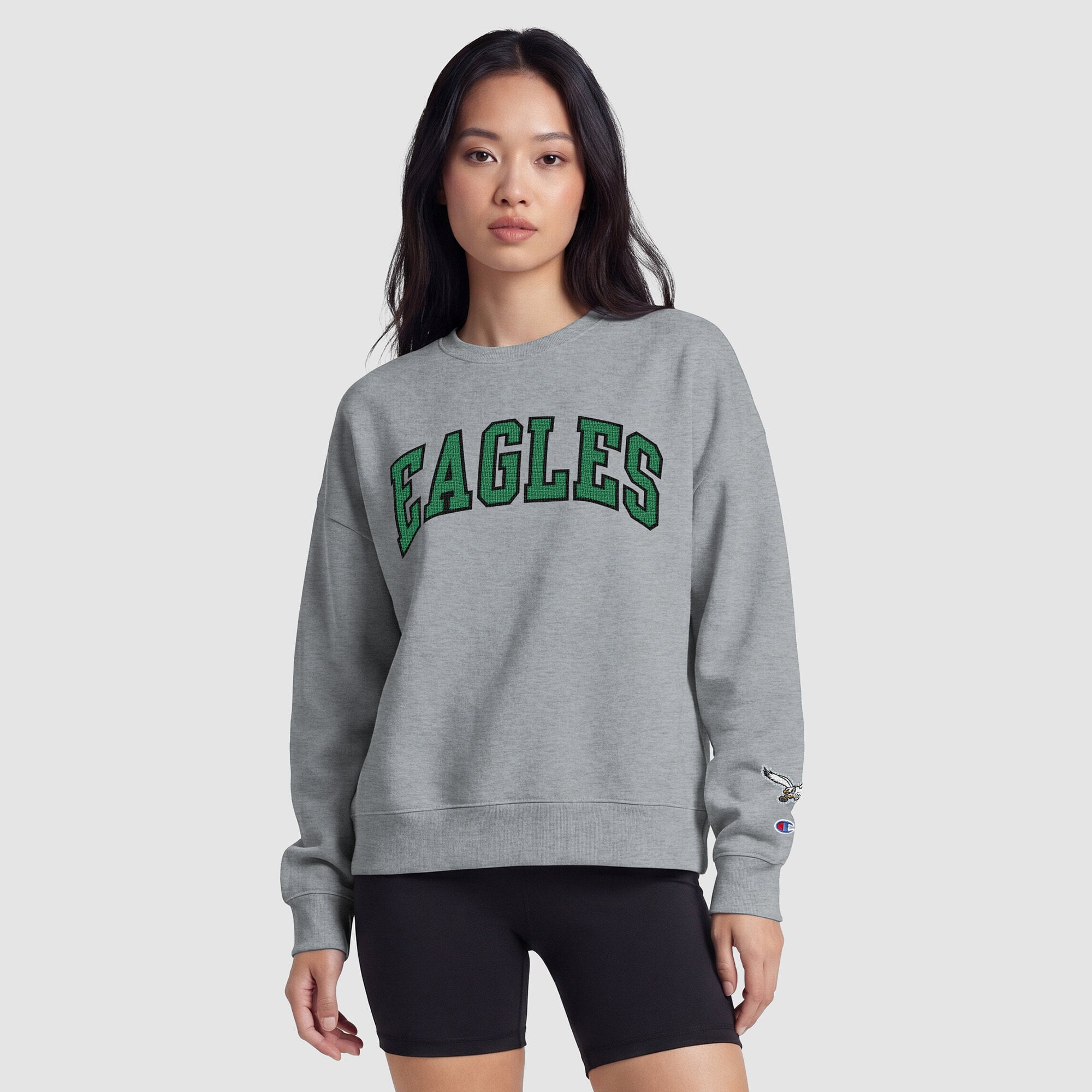 Sweat-shirt à doublure contrastée Philadelphia Eagles Champion pour femme - Gris chiné