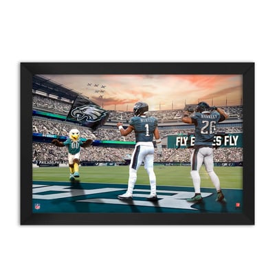 Philadelphia Eagles Jalen Hurts & Saquon Barkley 14" x 20" Two-Player Framed Print