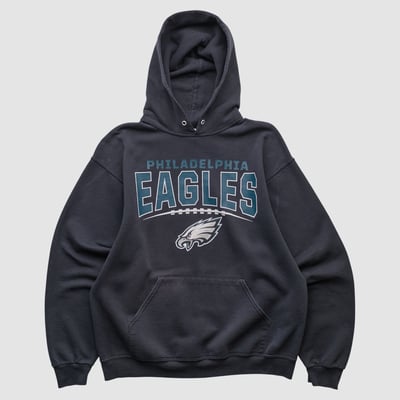 Philadelphia Eagles NFL 2000s Hooded Pullover Sweatshirt - Black - S by Fanatics Real Vintage