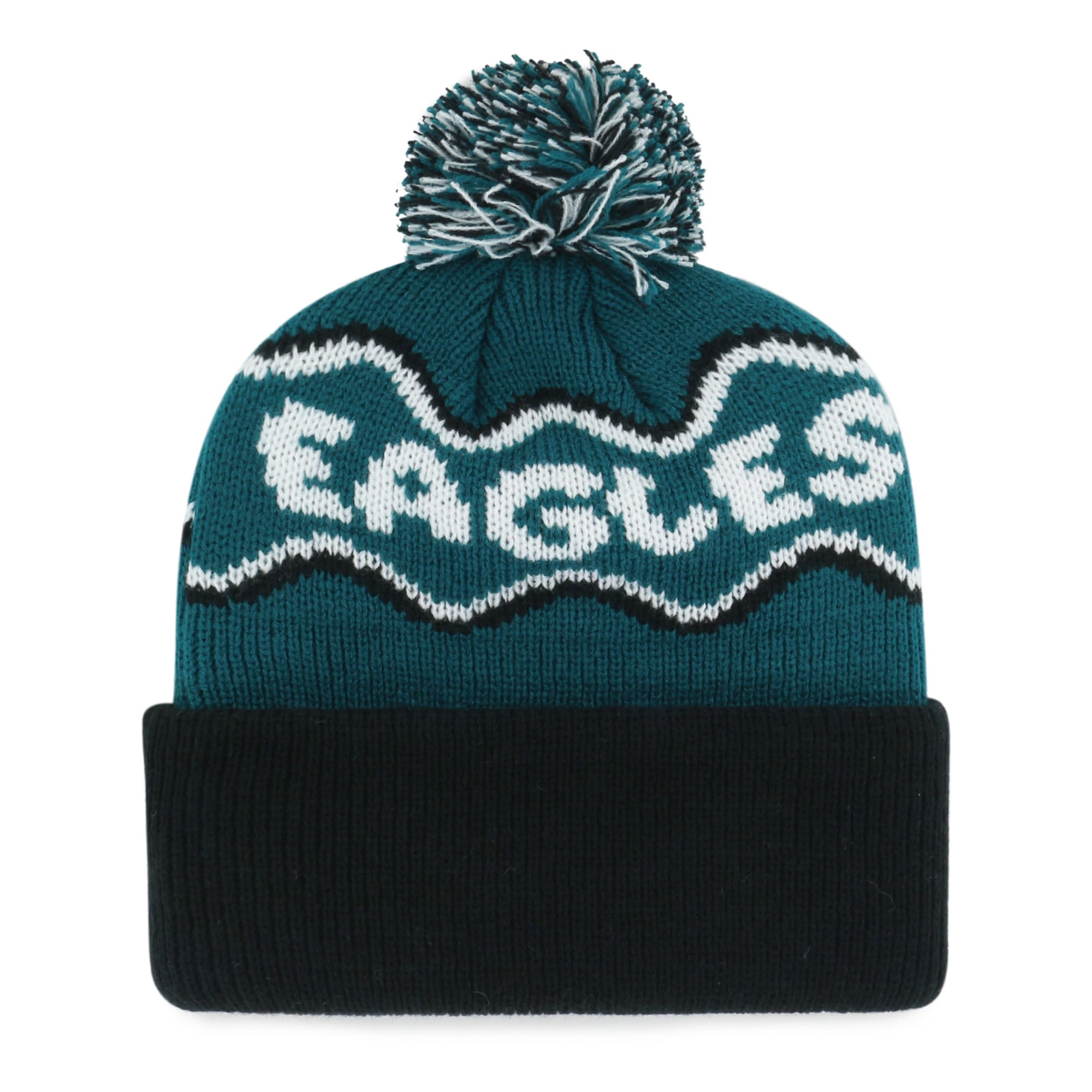 Bonnet tricoté à revers vert nuit Philadelphia Eagles, modèle '47, pour enfants d'âge préscolaire.