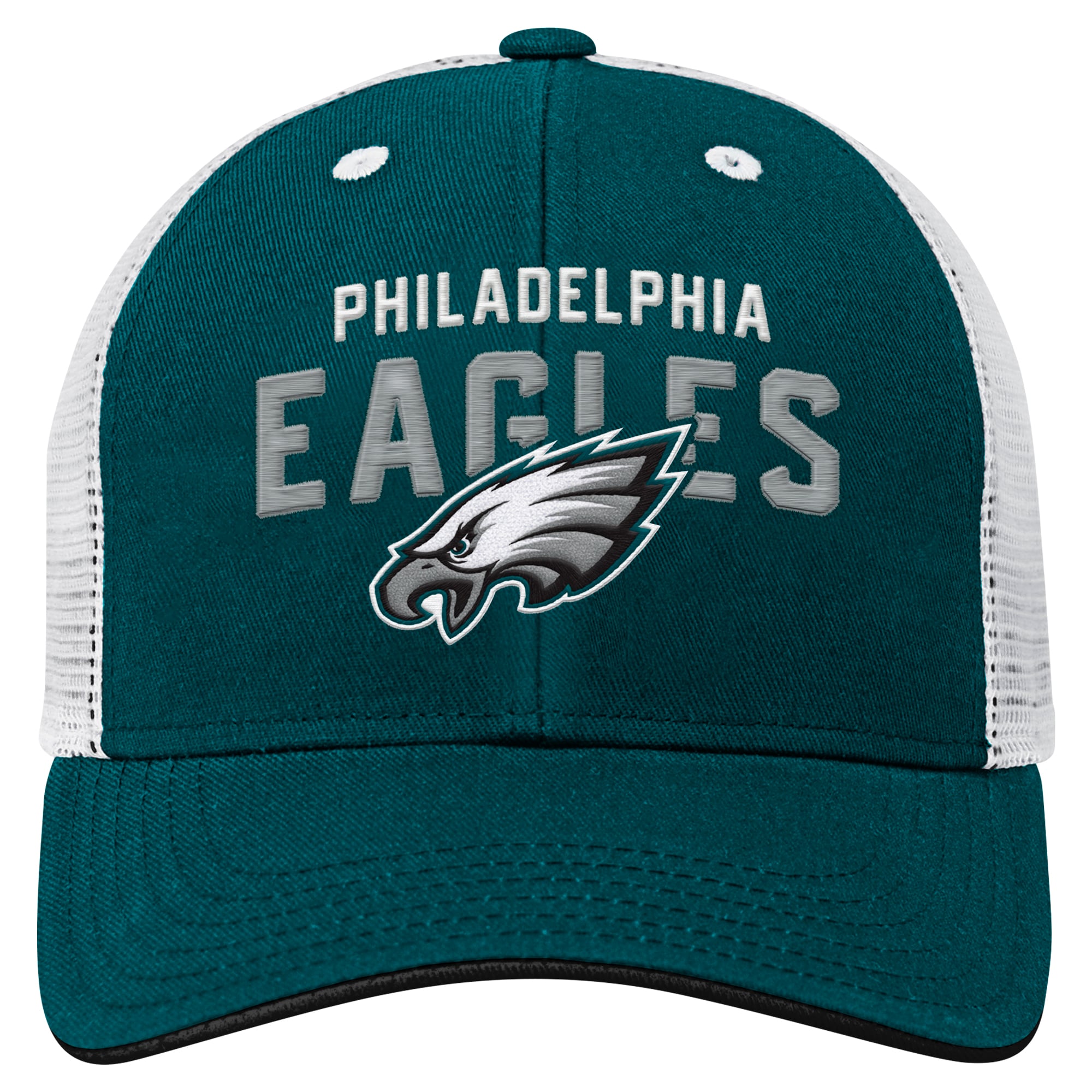 Casquette trucker ajustable Philadelphia Eagles Core Lockup vert nuit/blanche pour enfants d'âge préscolaire