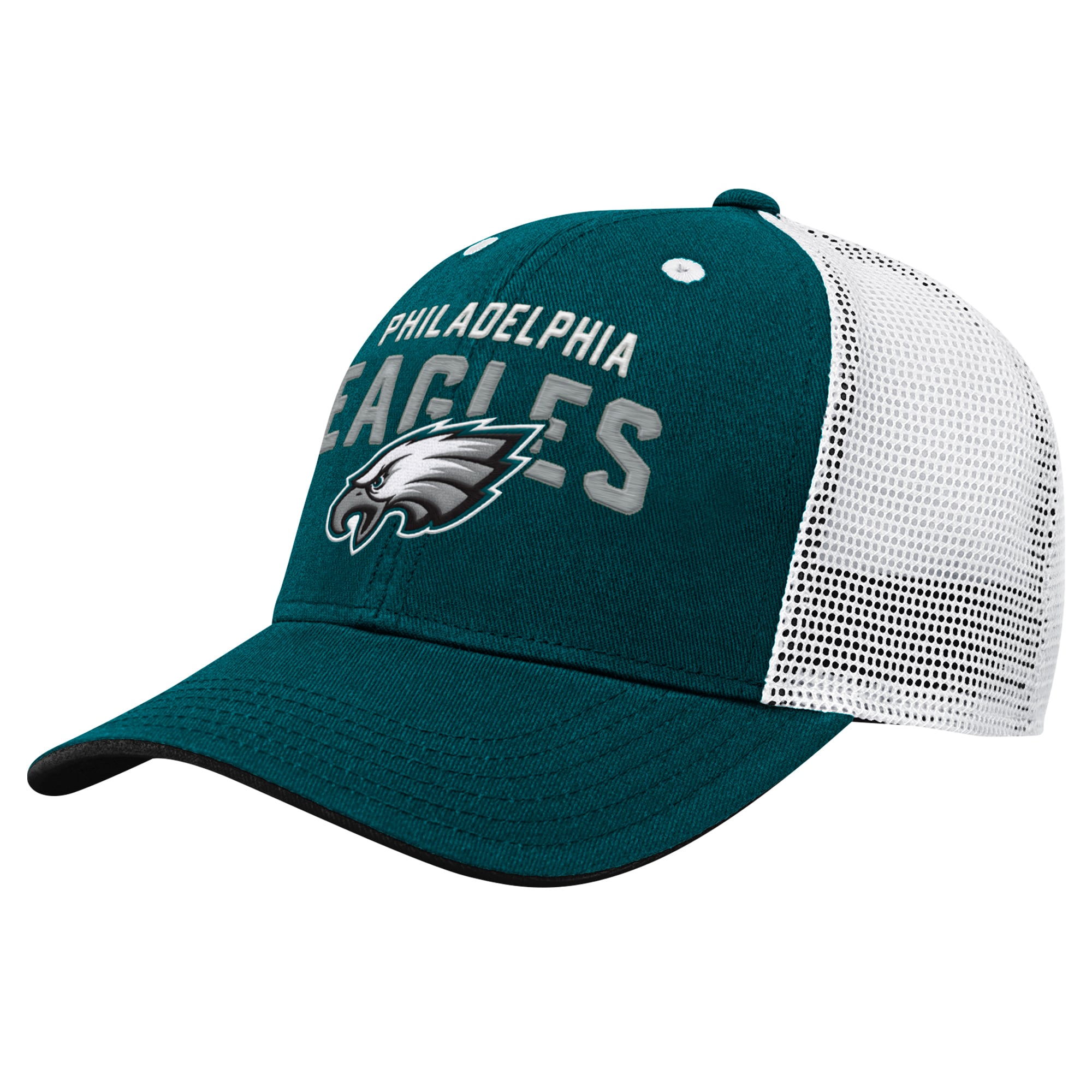 Casquette trucker ajustable Philadelphia Eagles Core Lockup vert nuit/blanche pour enfants d'âge préscolaire