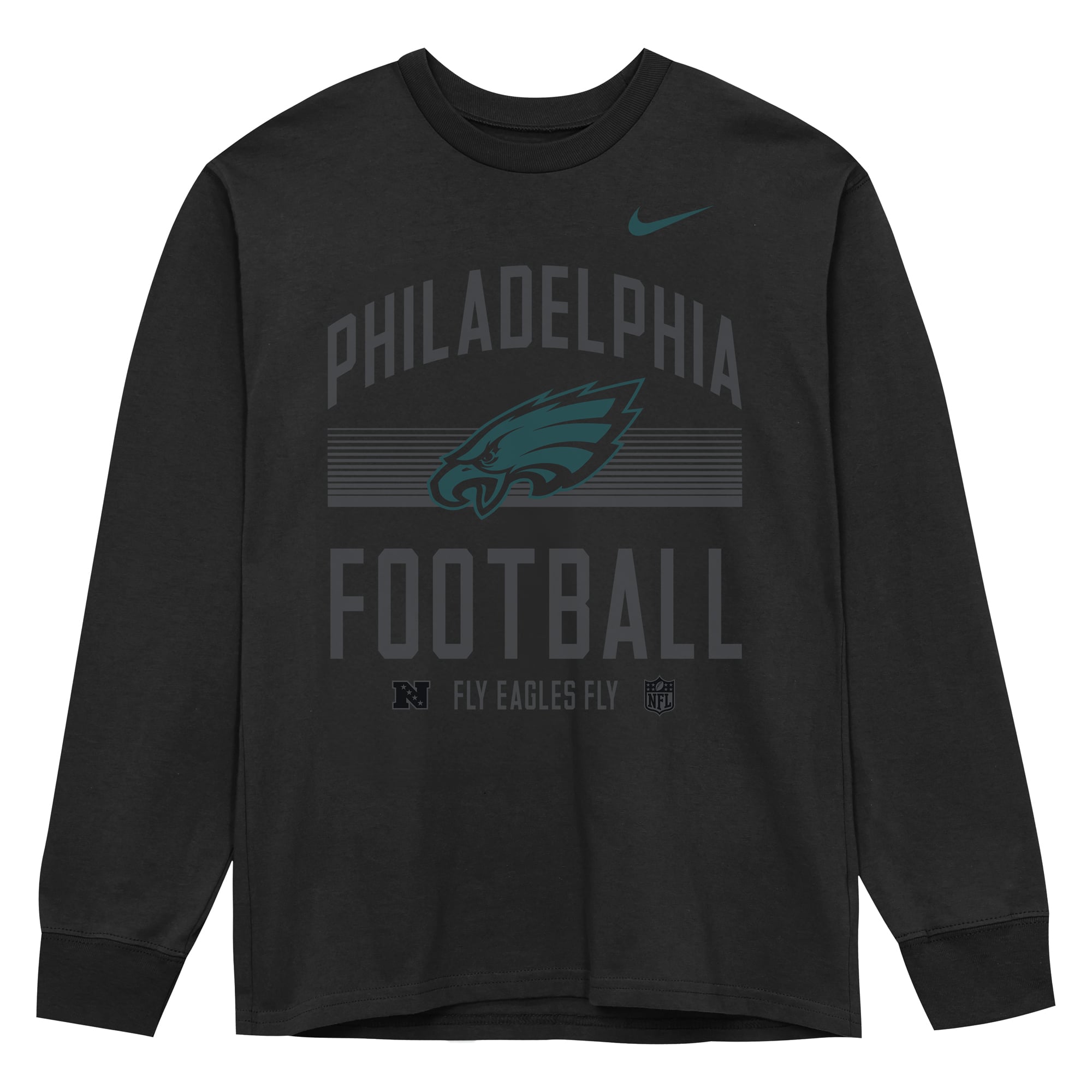 Preschool Nike Black Philadelphia Eagles Arch Logo Gradient Long Sleeve T-Shirt