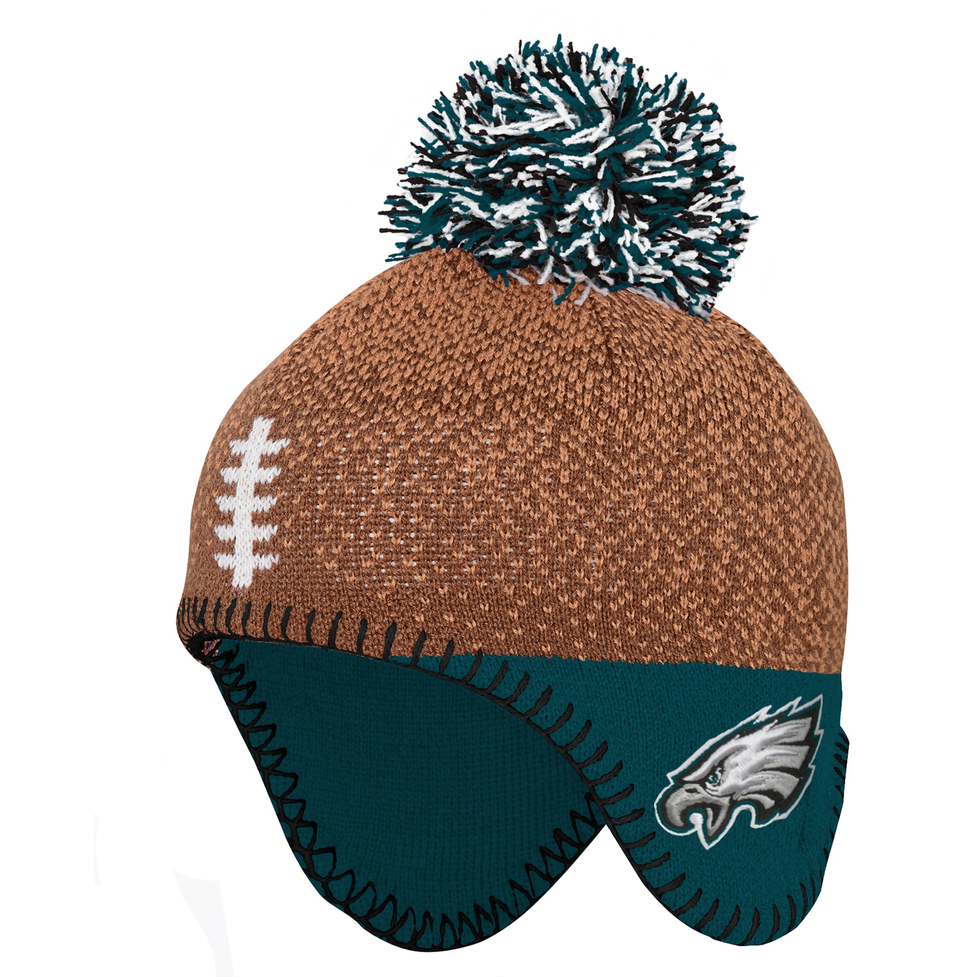 Bonnet tricoté marron Philadelphia Eagles pour enfant d'âge préscolaire