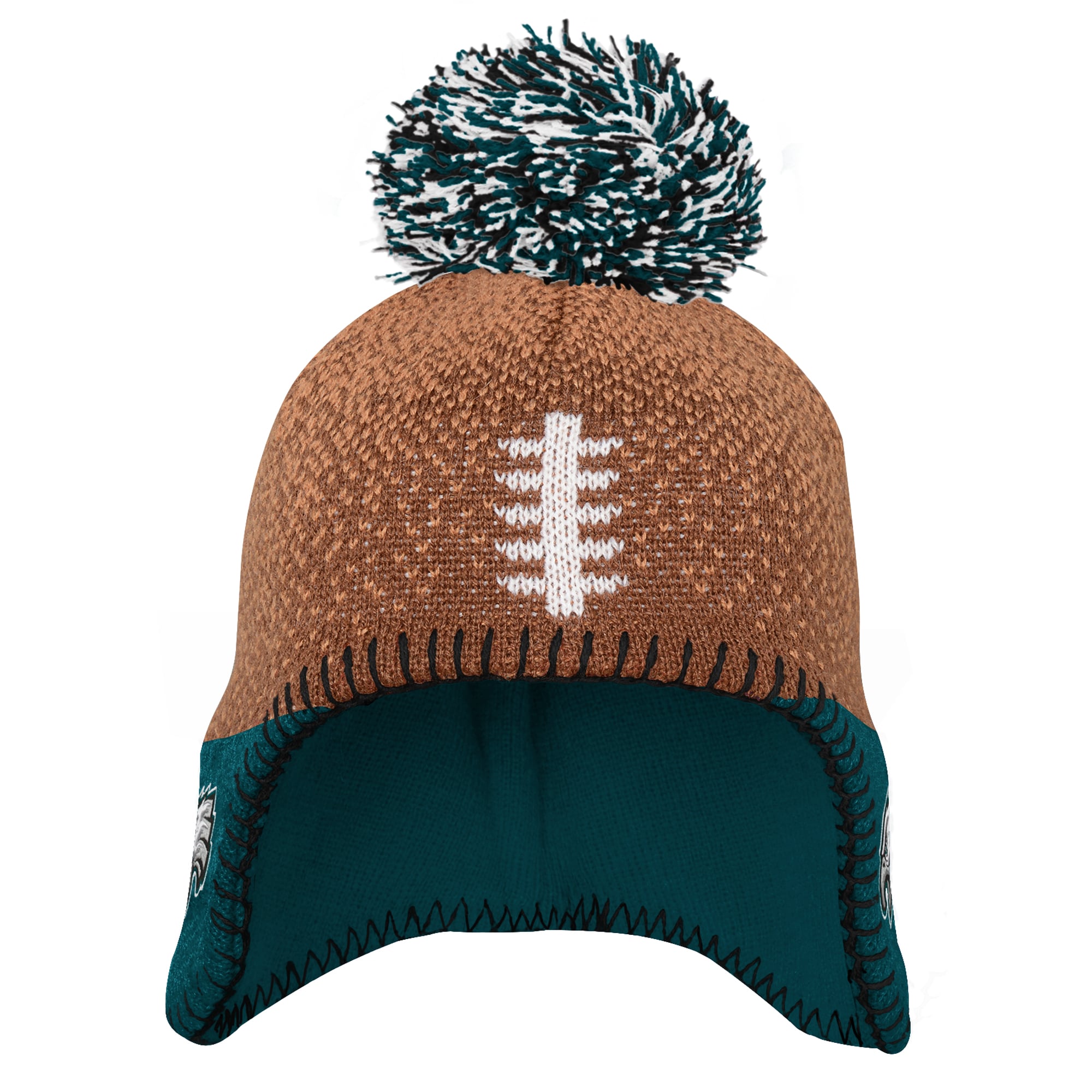 Bonnet tricoté marron Philadelphia Eagles pour enfant d'âge préscolaire