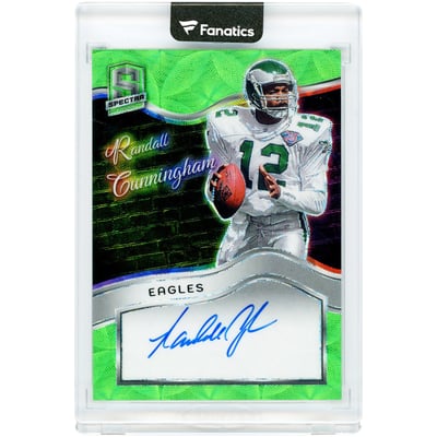 Randall Cunningham Philadelphia Eagles Autographed 2024 Panini Spectra Colorgraphs Neon Green #CG-RCM #33/35 Card