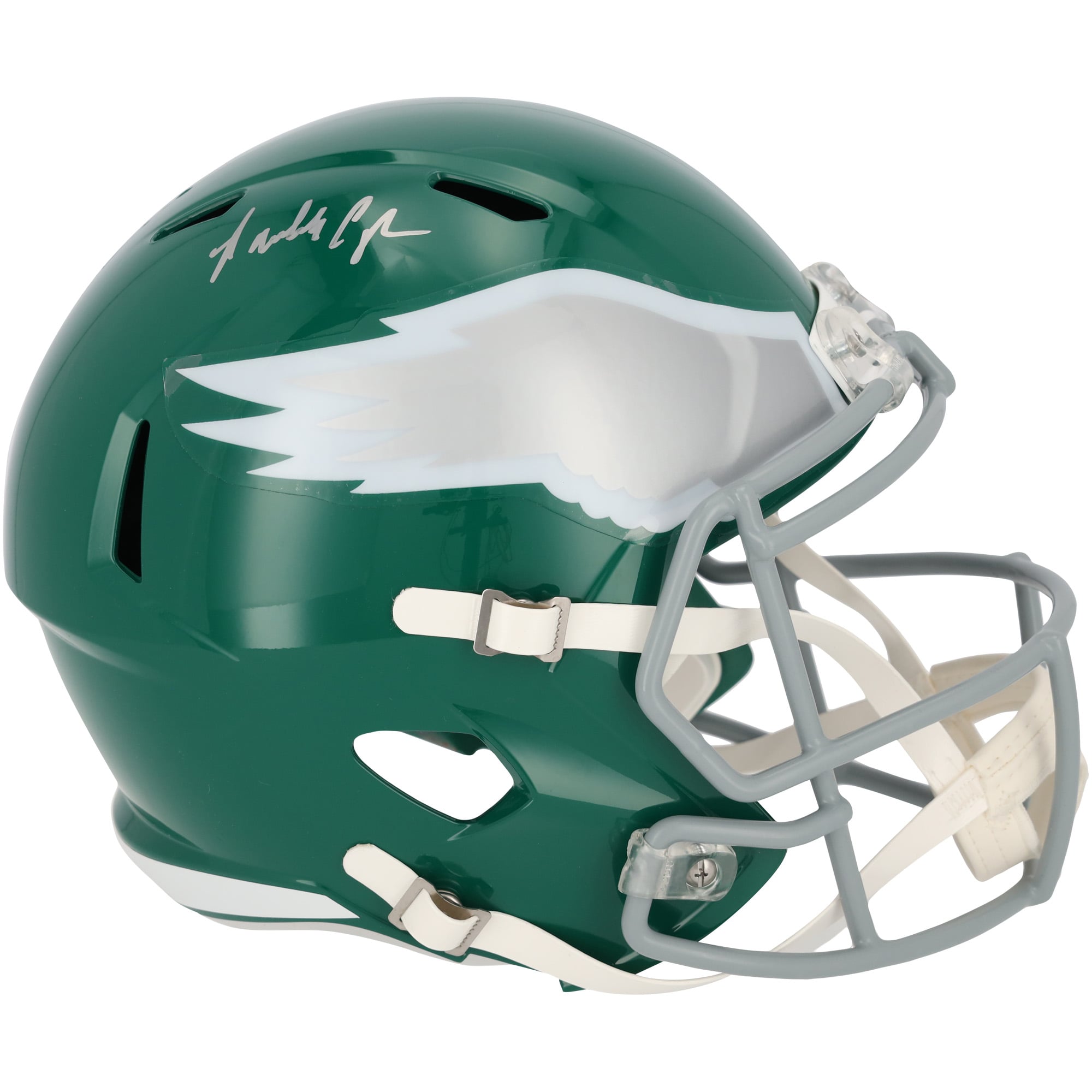 Casque réplique de vitesse rétro autographié Riddell 1974-95 des Philadelphia Eagles par Randall Cunningham
