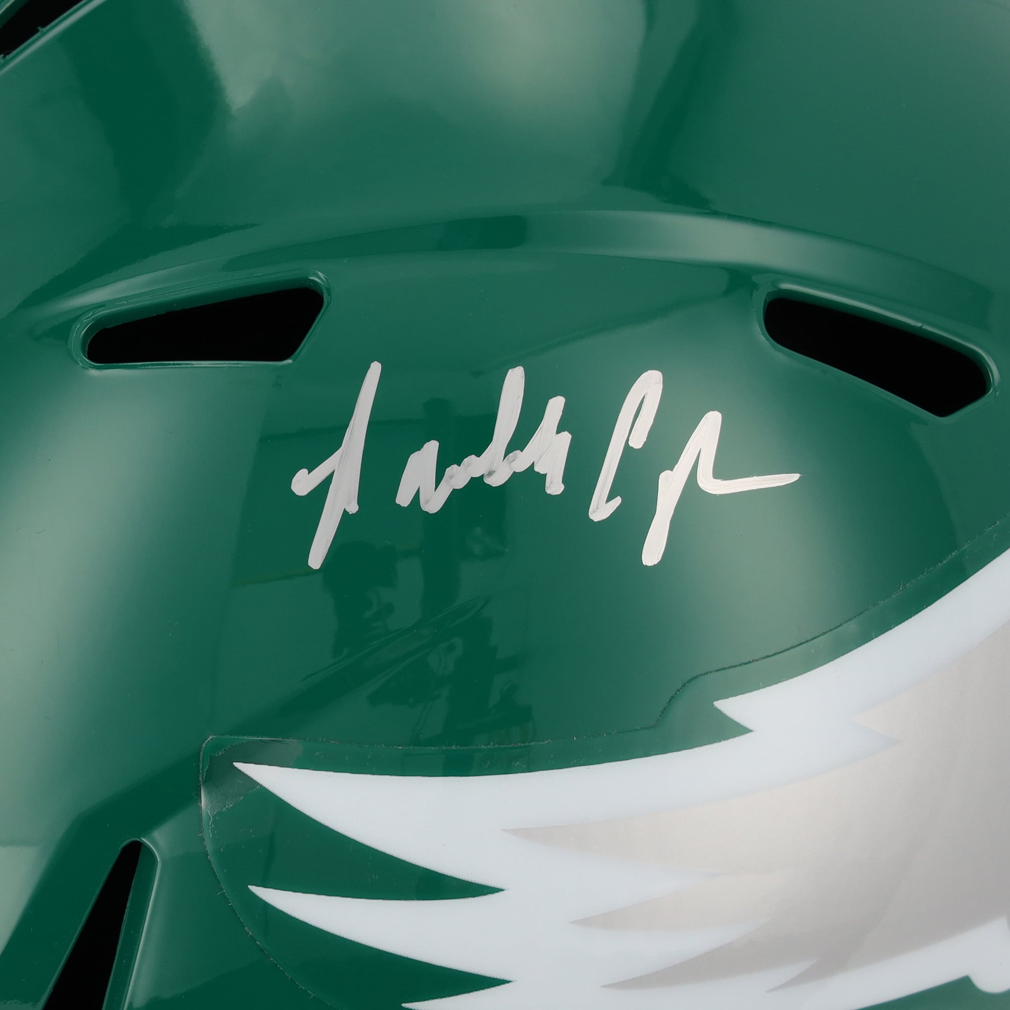 Casque réplique de vitesse rétro autographié Riddell 1974-95 des Philadelphia Eagles par Randall Cunningham
