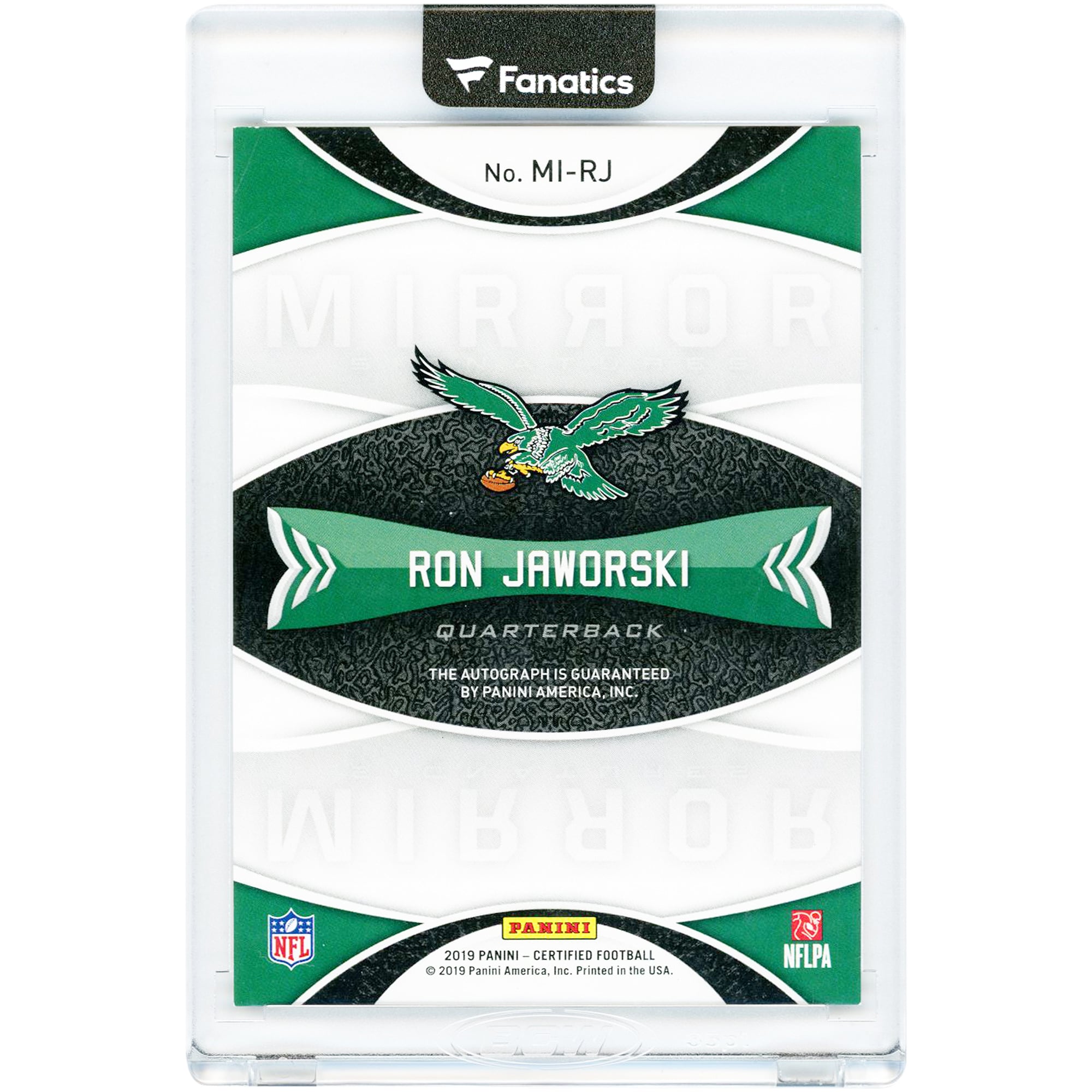 Carte autographiée de Ron Jaworski (Philadelphia Eagles) 2019 Panini Certified Mirror Signatures #MI-RJ #22/25