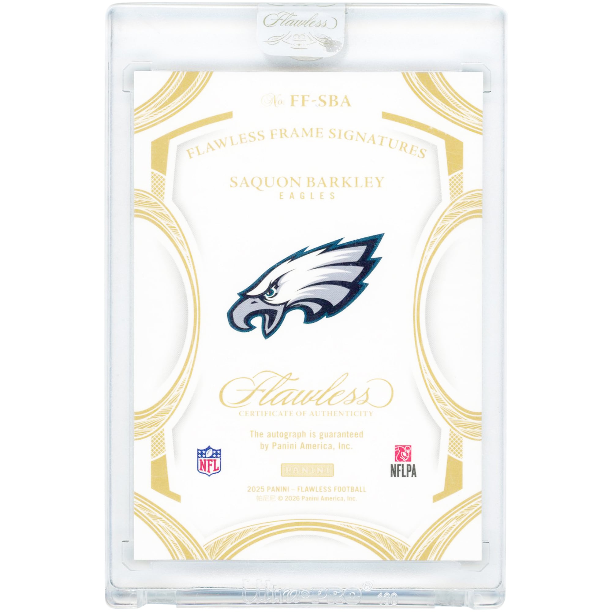 Saquon Barkley Philadelphia Eagles Autographed 2025 Panini Flawless Frame Ruby #FF-SBA #15/15 Card