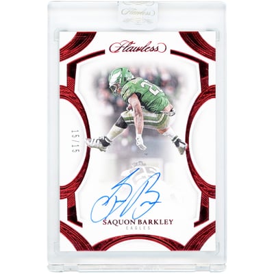 Saquon Barkley Philadelphia Eagles Autographed 2025 Panini Flawless Frame Ruby #FF-SBA #15/15 Card
