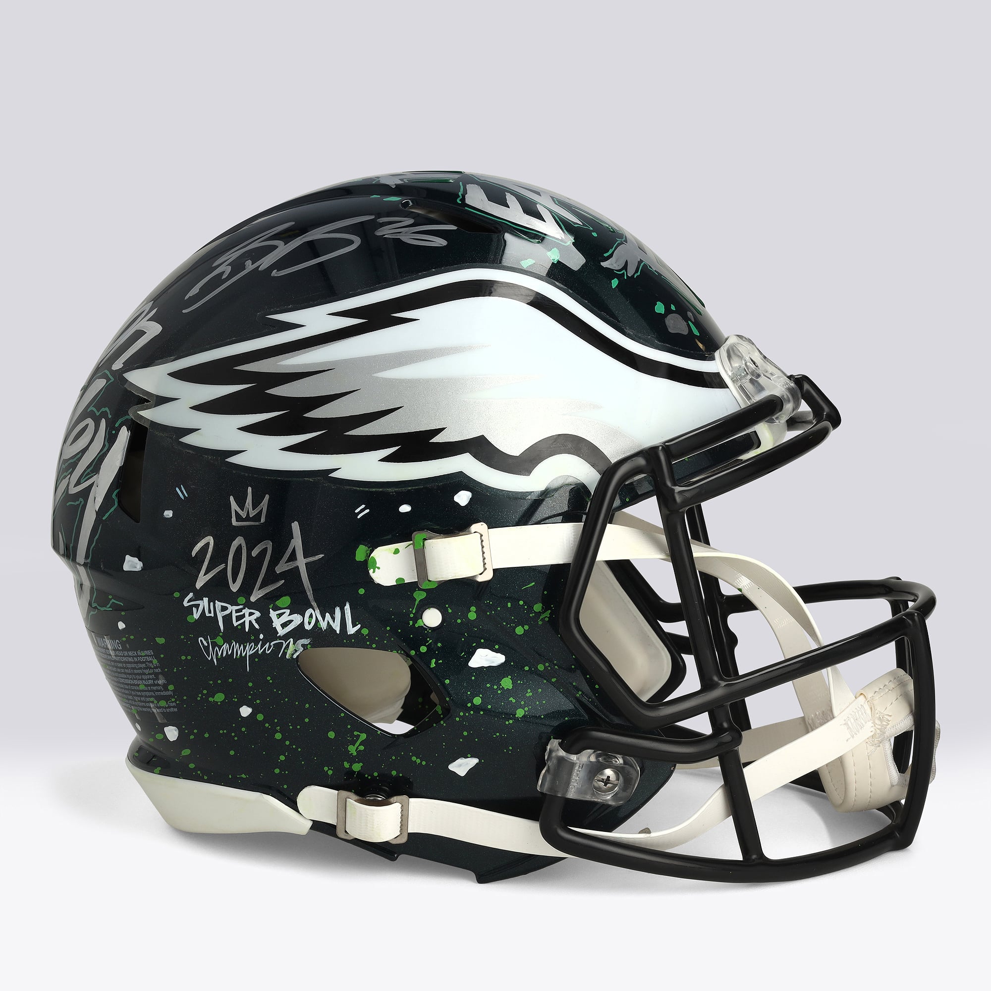Casque Speed ​​Authentic autographié par Saquon Barkley (Philadelphia Eagles) - Illustration de King Saladeen - Édition limitée n° 1/1 - BB14001606