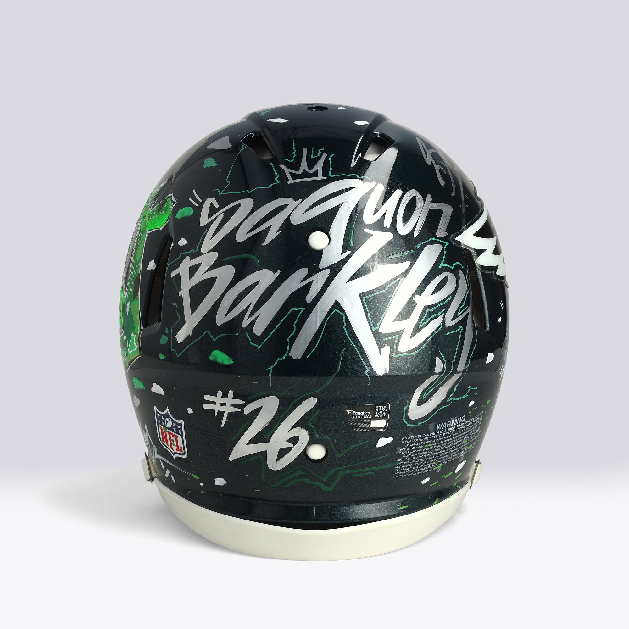 Casque Speed ​​Authentic autographié par Saquon Barkley (Philadelphia Eagles) - Illustration de King Saladeen - Édition limitée n° 1/1 - BB14001606