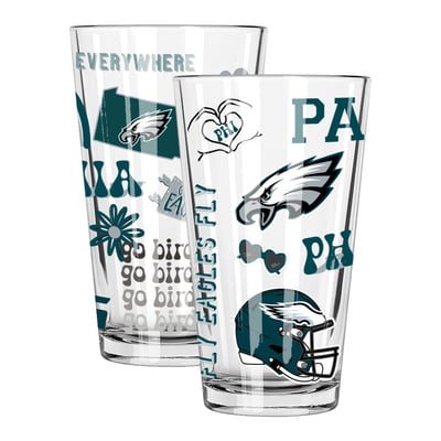 Philadelphia Eagles The Memory Company 2-Pack 16oz. Pint Glass Loco Design Set