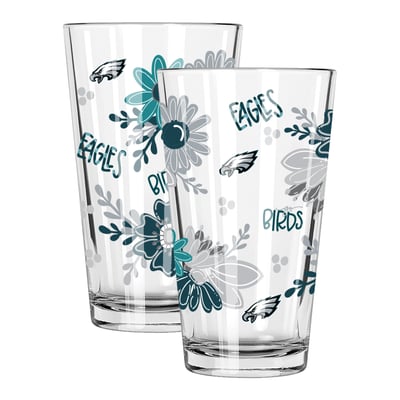 Philadelphia Eagles The Memory Company Two-Piece 16oz. Flowers Pint Glass Set